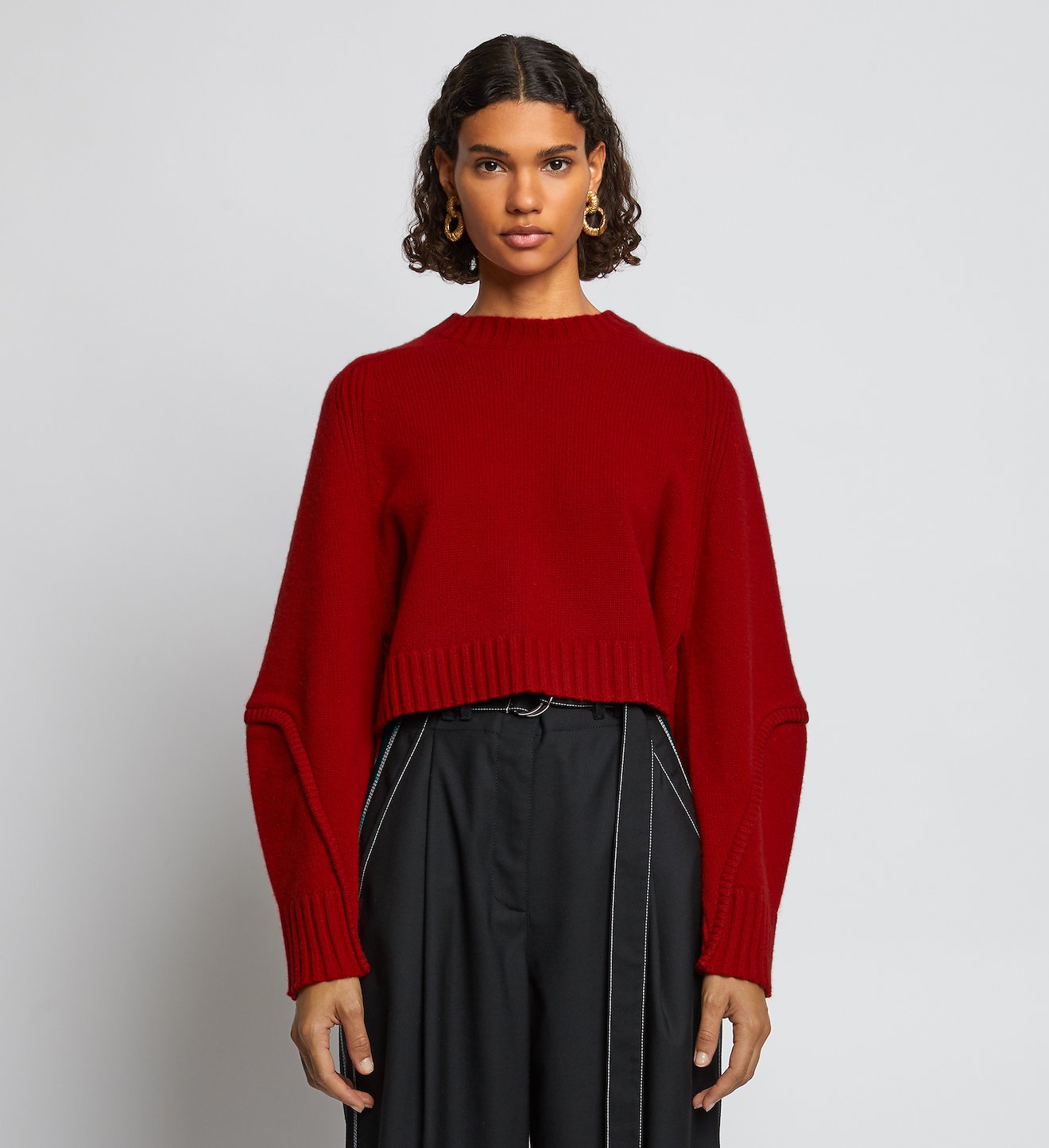 Wool Cashmere Cropped Knit Sweater