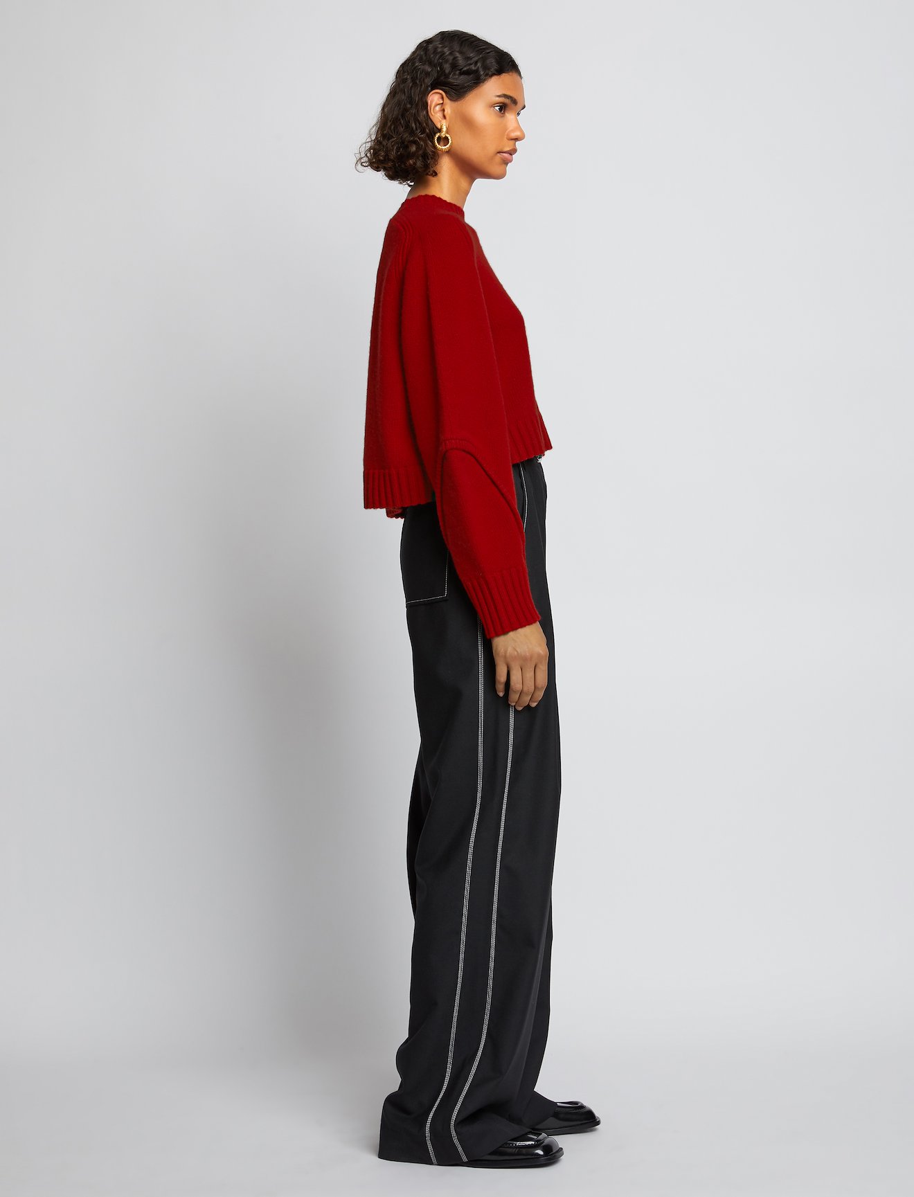 Wool Cashmere Cropped Knit Sweater #2