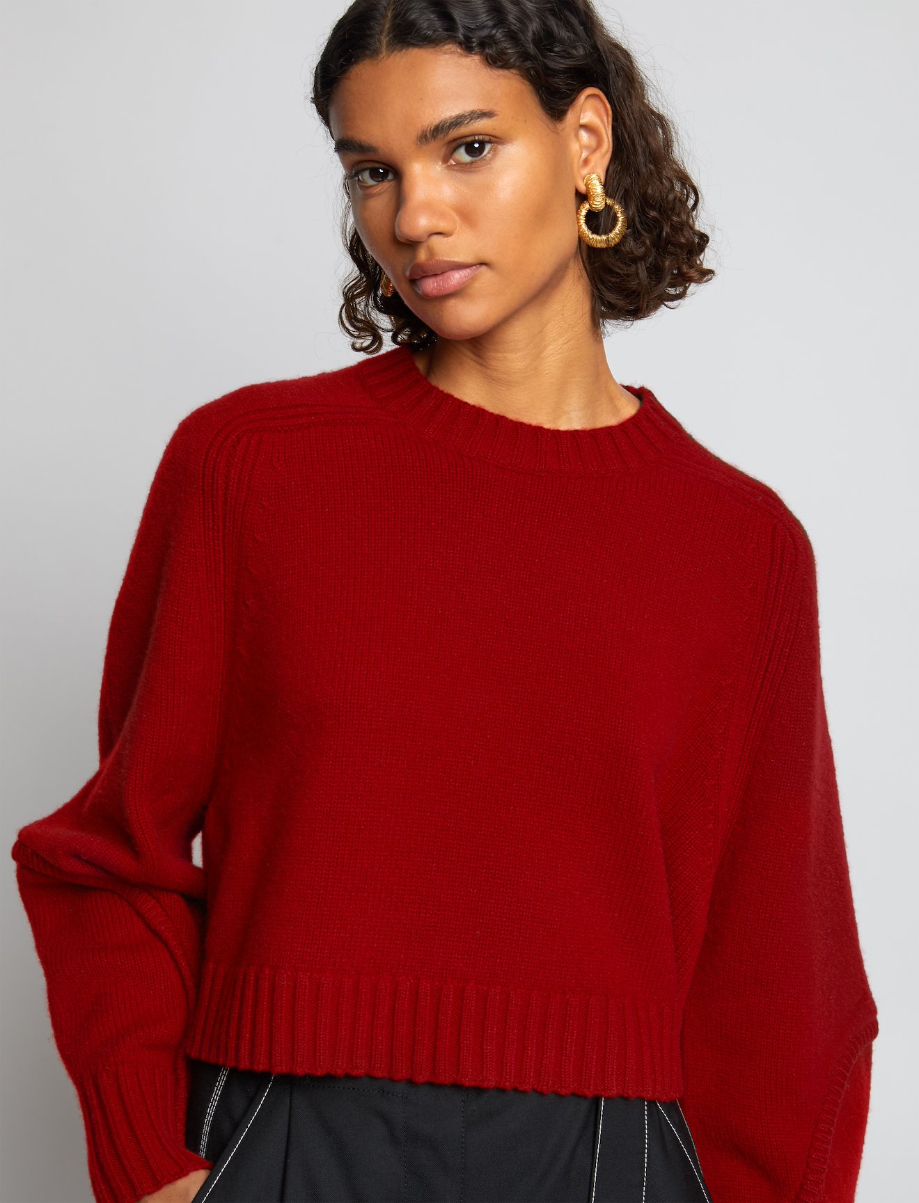 Wool Cashmere Cropped Knit Sweater #4