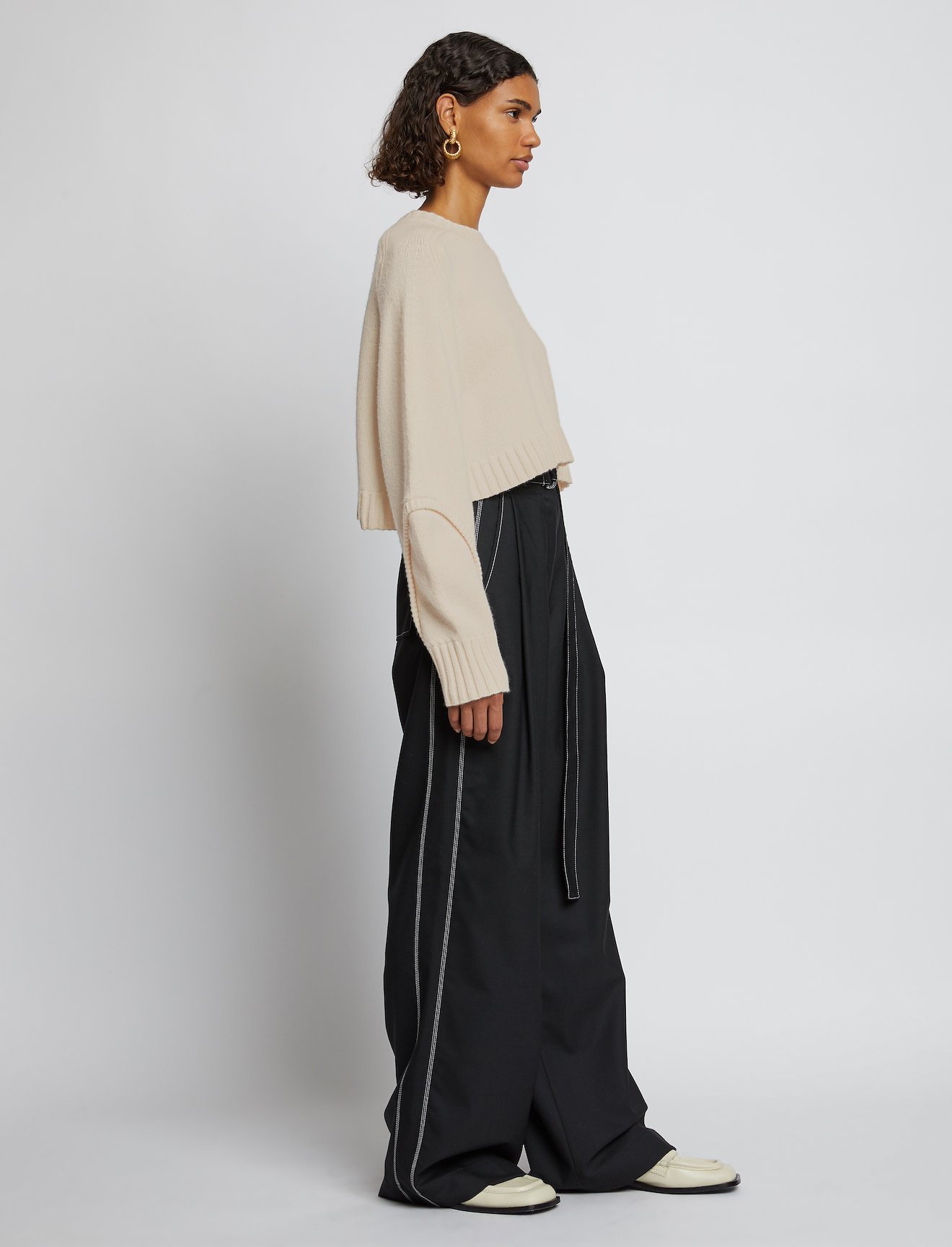 Wool Cashmere Cropped Knit Sweater #2