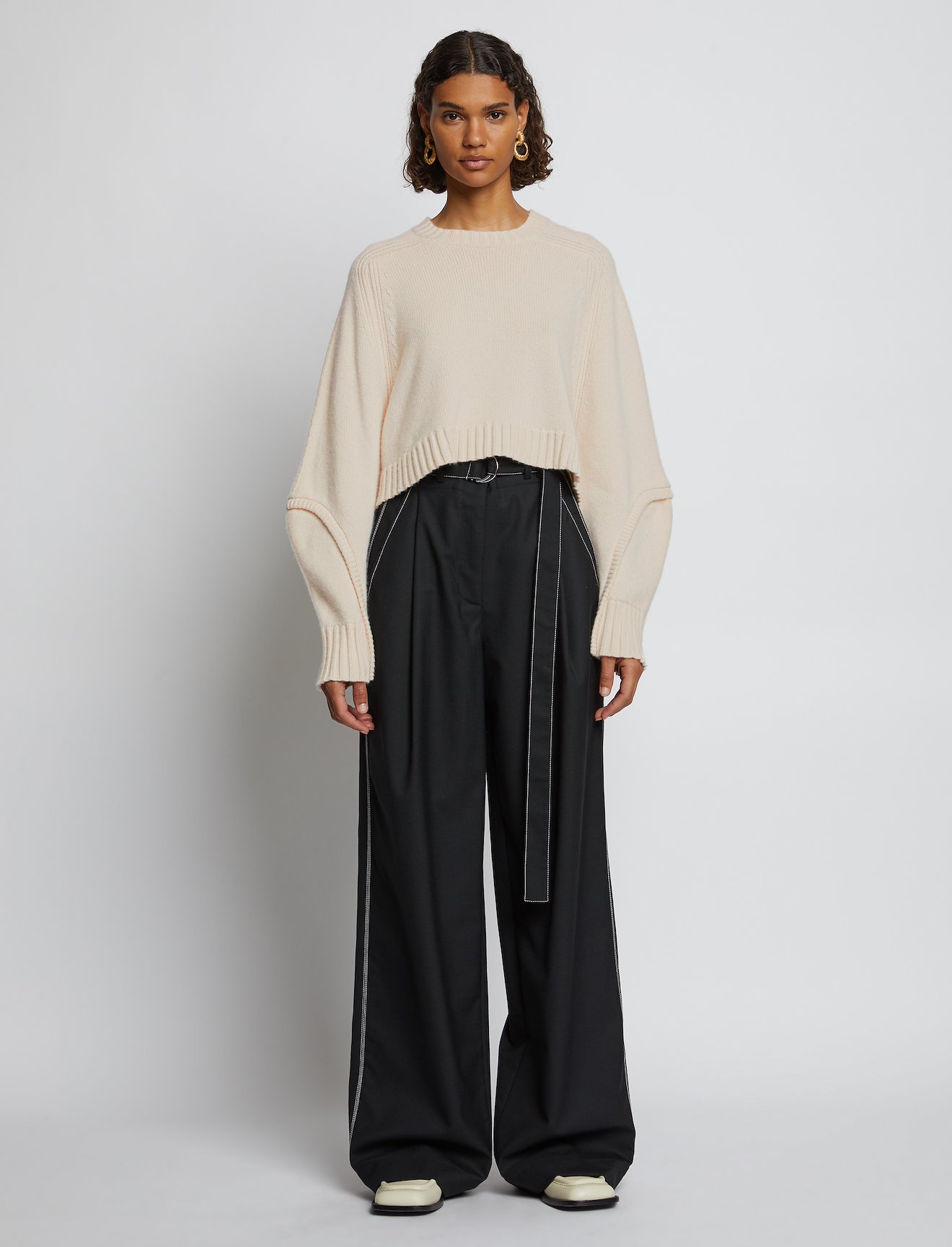 Wool Cashmere Cropped Knit Sweater #1