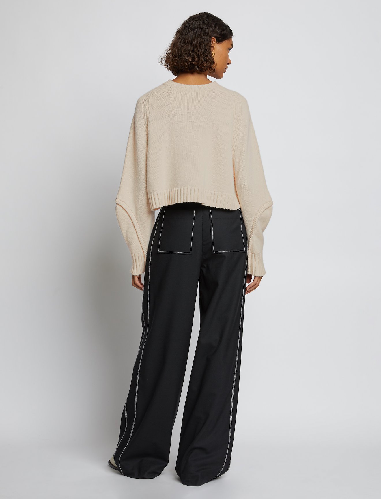 Wool Cashmere Cropped Knit Sweater #3