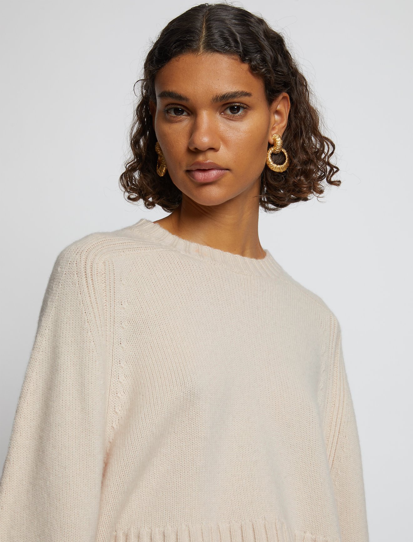 Wool Cashmere Cropped Knit Sweater #4