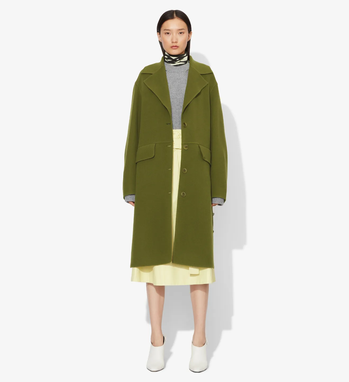 green cashmere coat