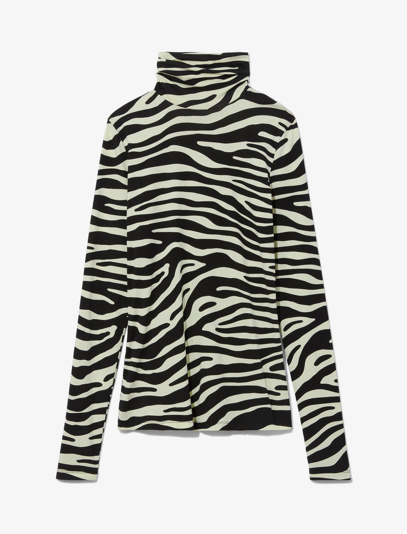 Zebra Print Jersey Long Sleeve Turtleneck #4