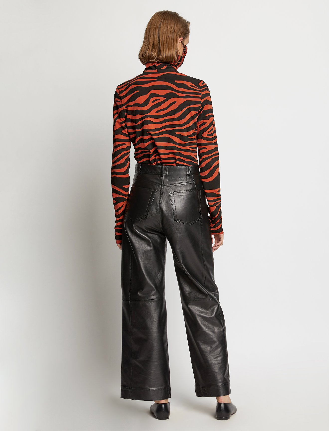 Zebra Print Masked Turtleneck Jersey Top #3