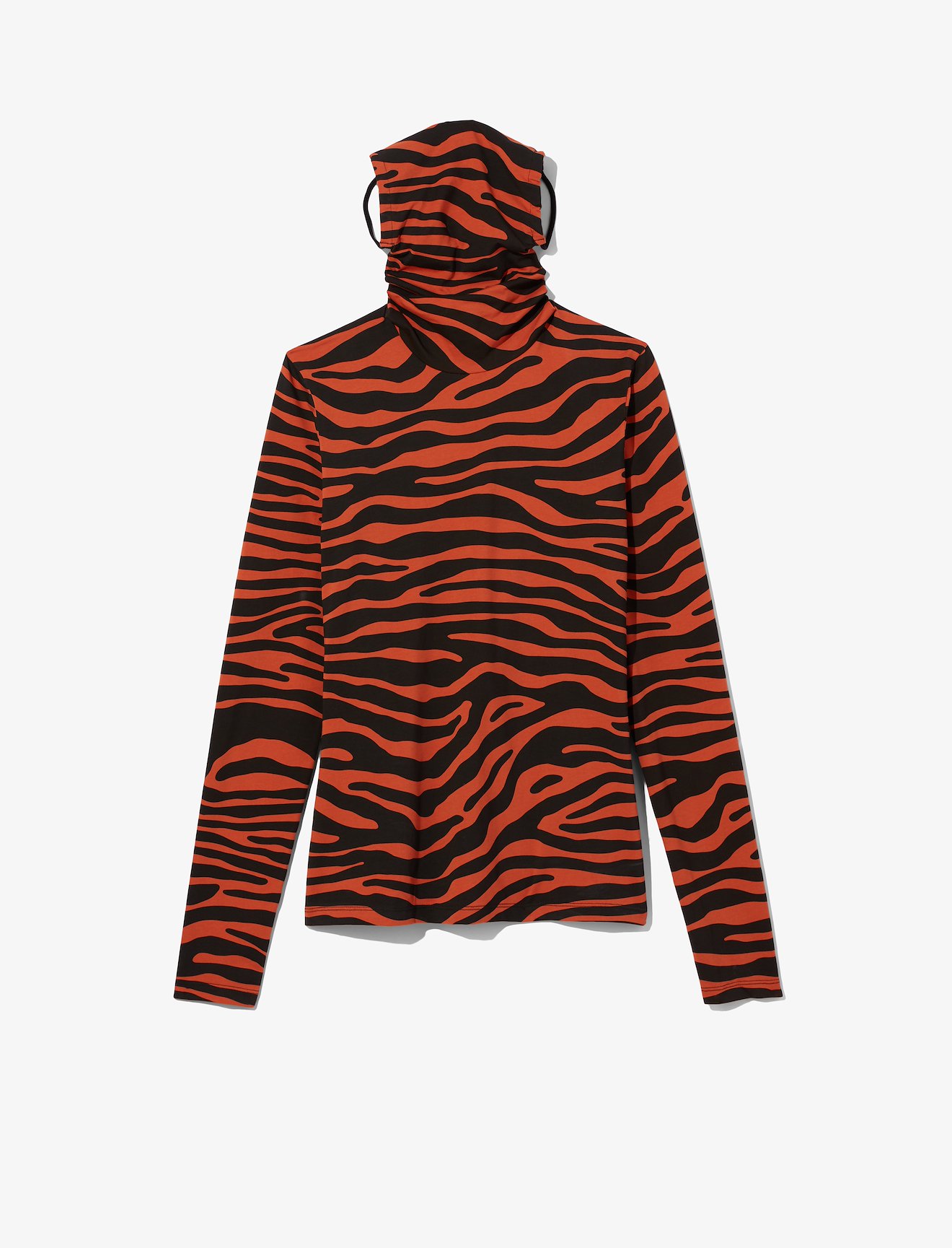 Zebra Print Masked Turtleneck Jersey Top #5