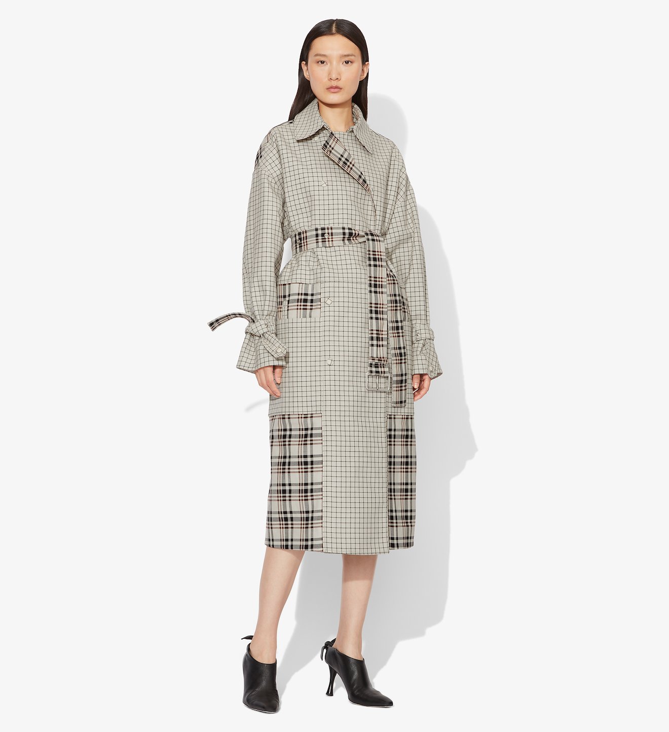 Windowpane Belted Trench