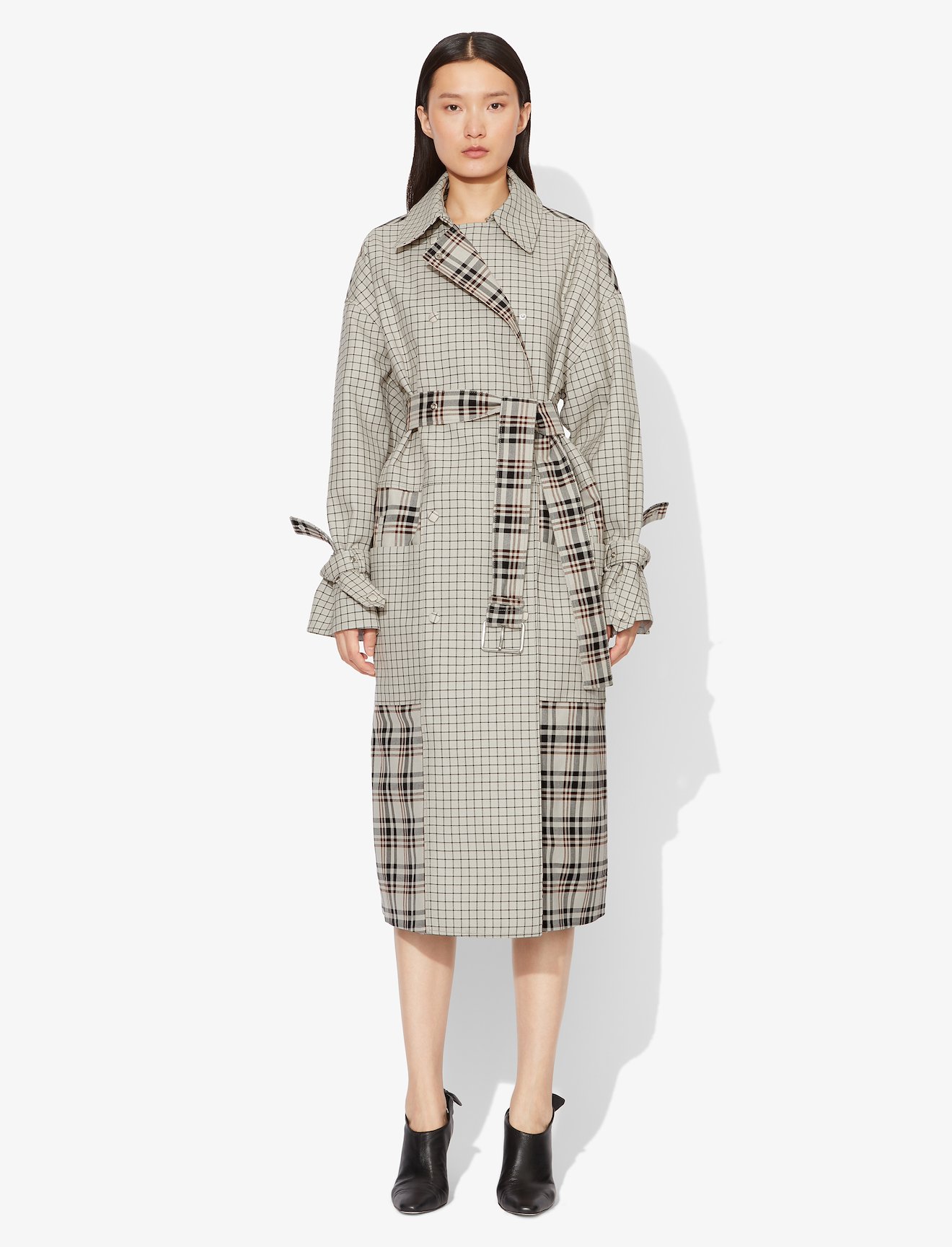 Windowpane Belted Trench #1
