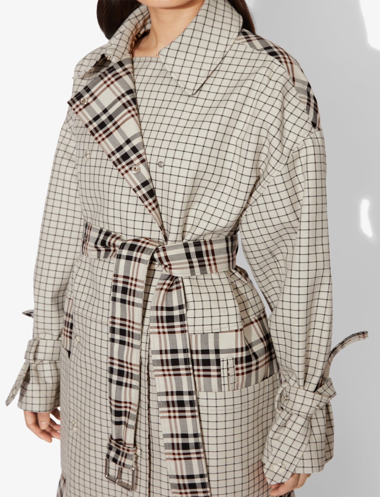Windowpane Belted Trench #3
