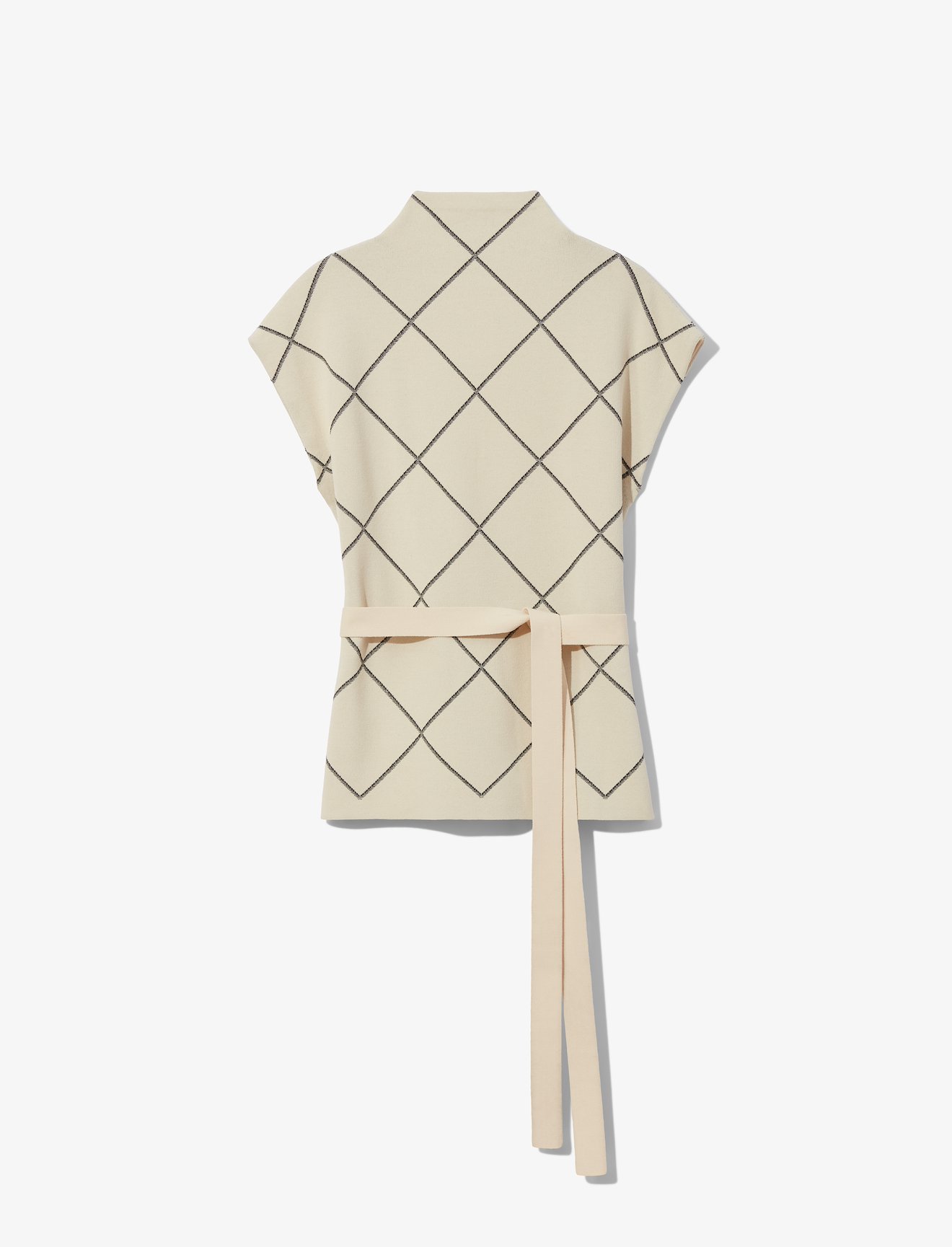 Windowpane Short Sleeve Knit Top #4