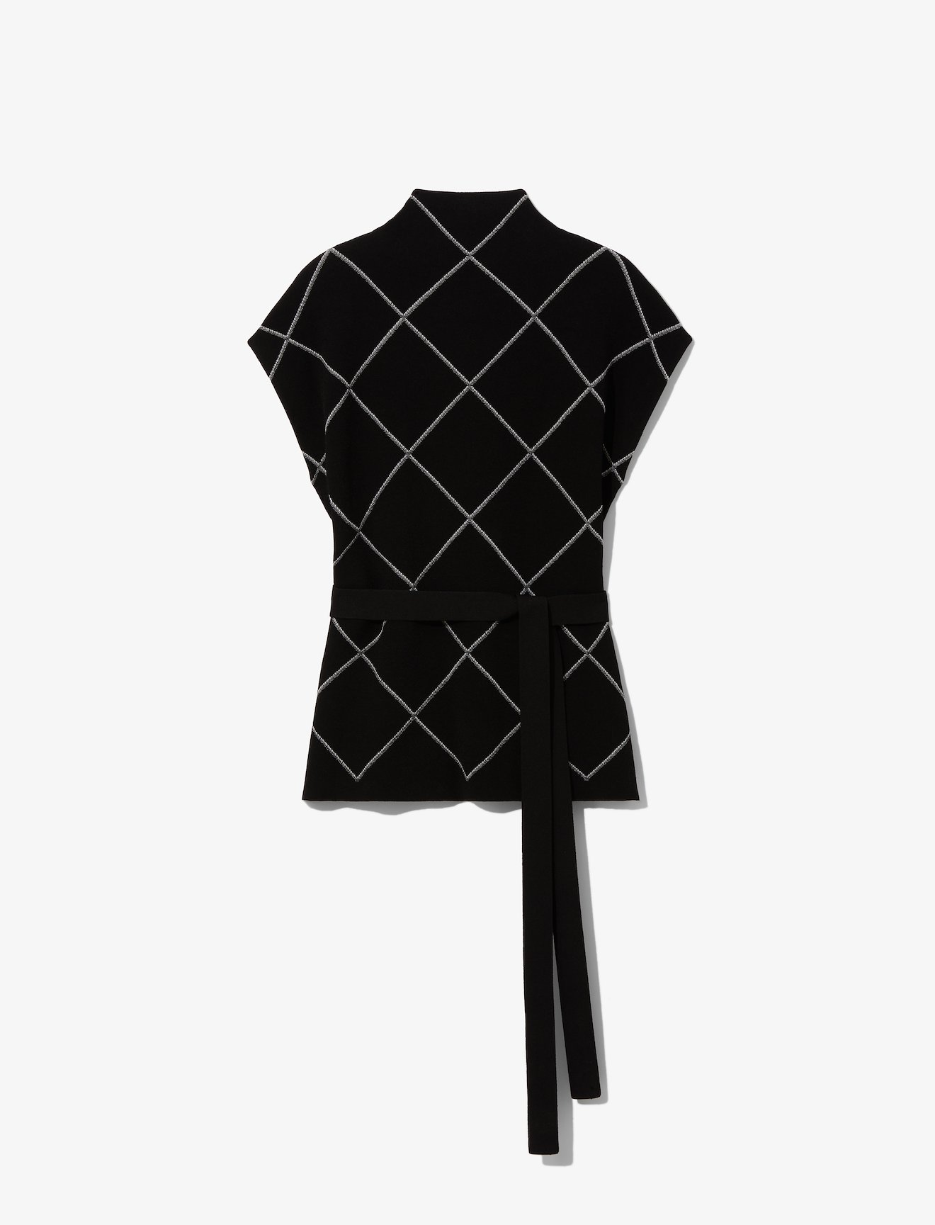 Windowpane Short Sleeve Knit Top #4