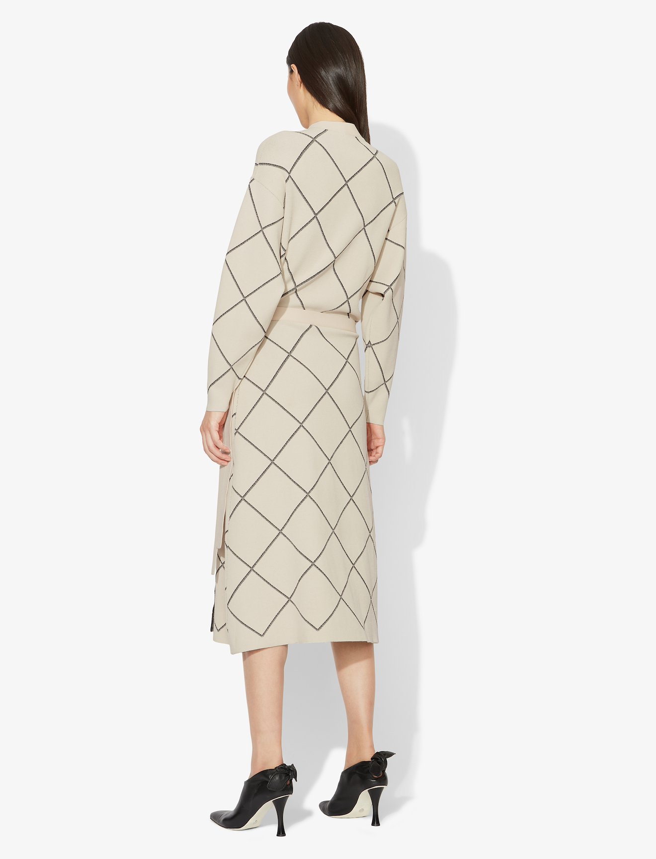 Windowpane Wrap Knit Keyhole Dress #2