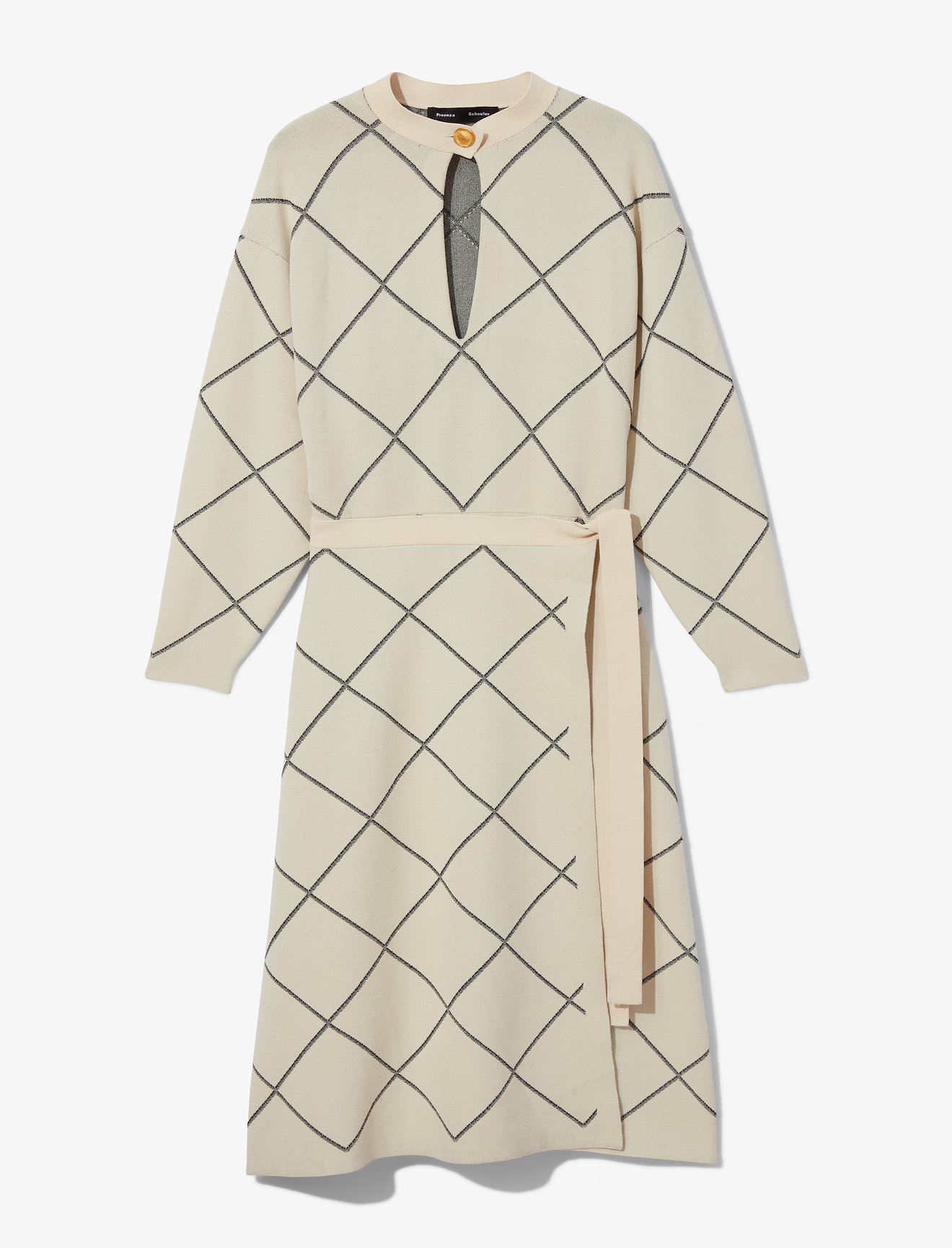 Windowpane Wrap Knit Keyhole Dress #4