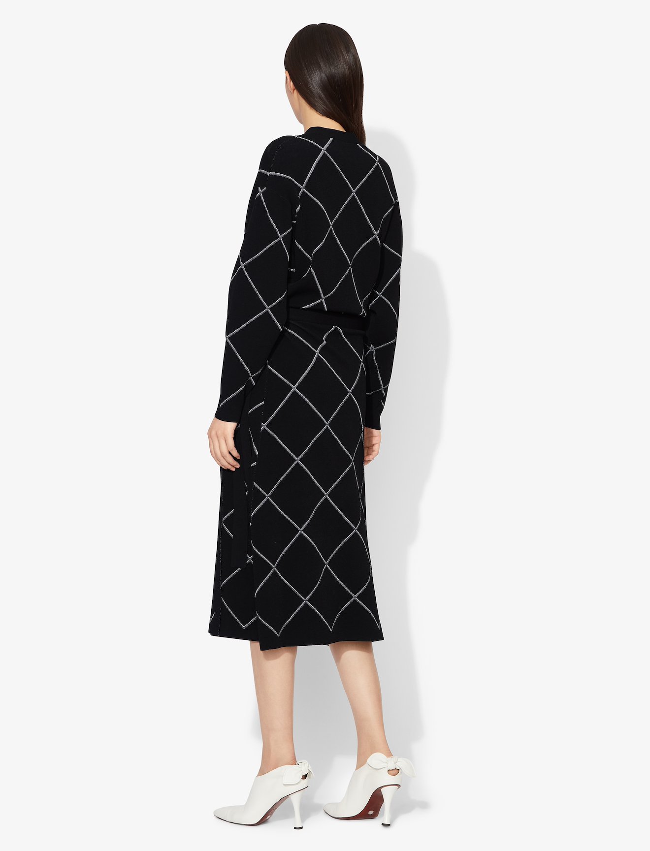 Windowpane Wrap Knit Keyhole Dress #2