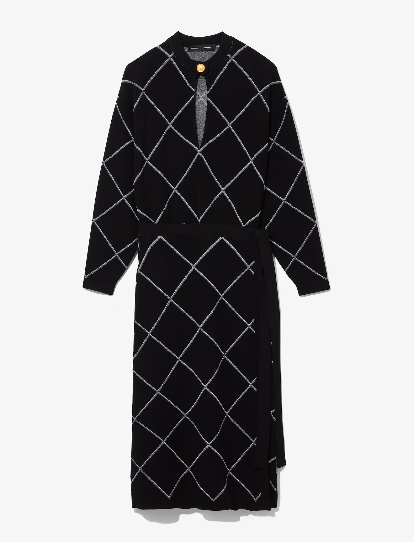Windowpane Wrap Knit Keyhole Dress #4