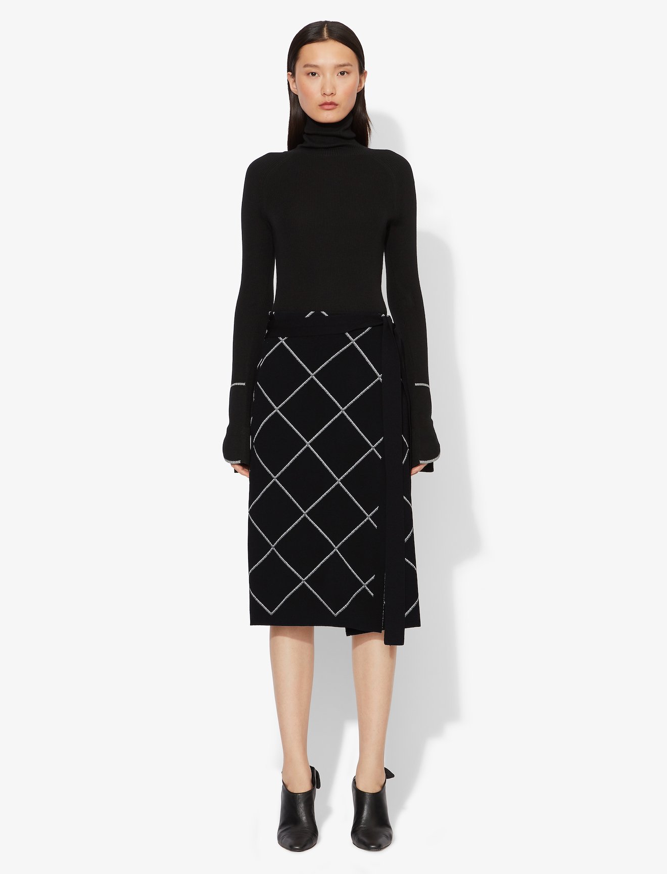 Windowpane Wrap Knit Skirt #1