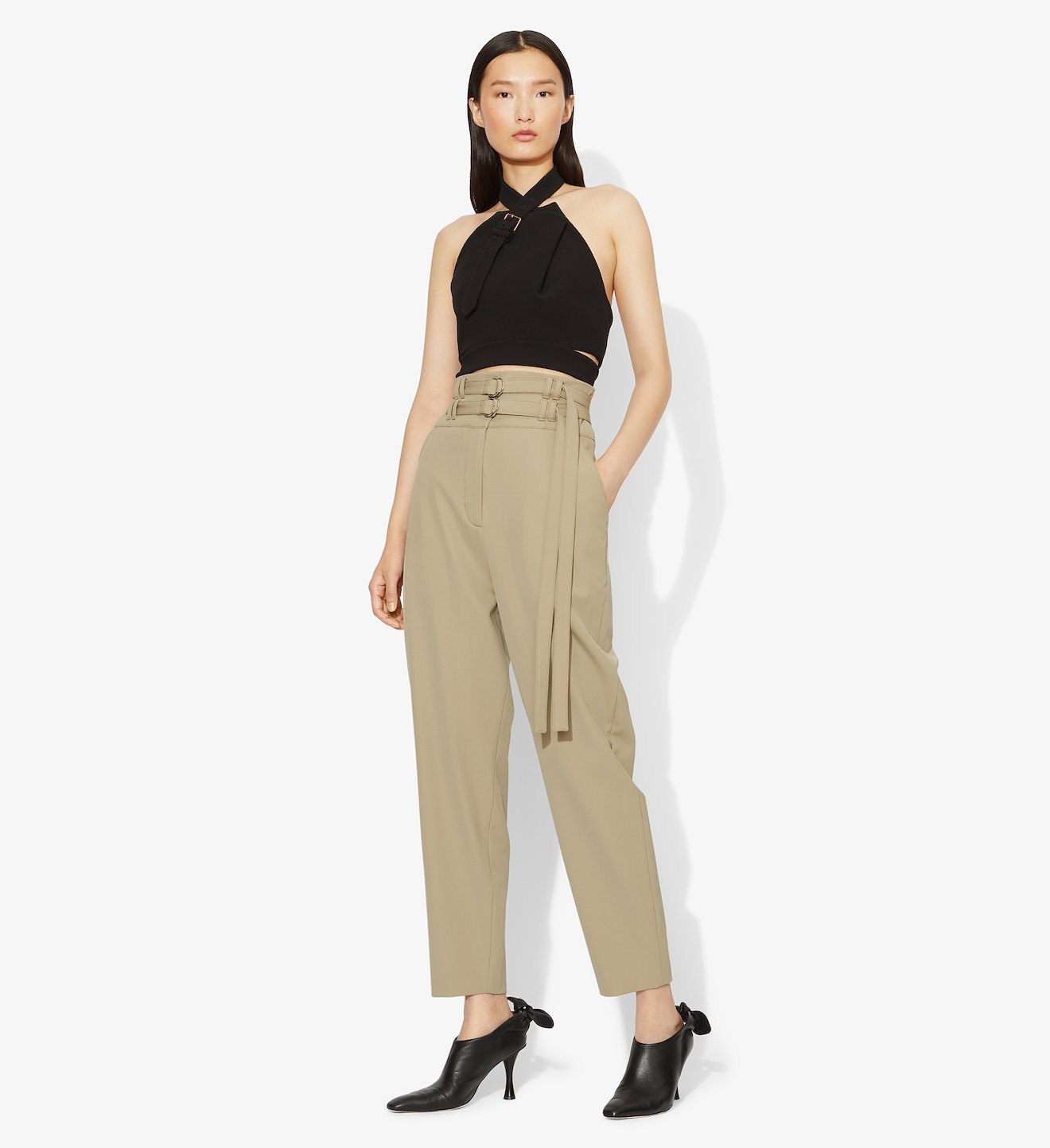 Wool Belted Tapered Pant