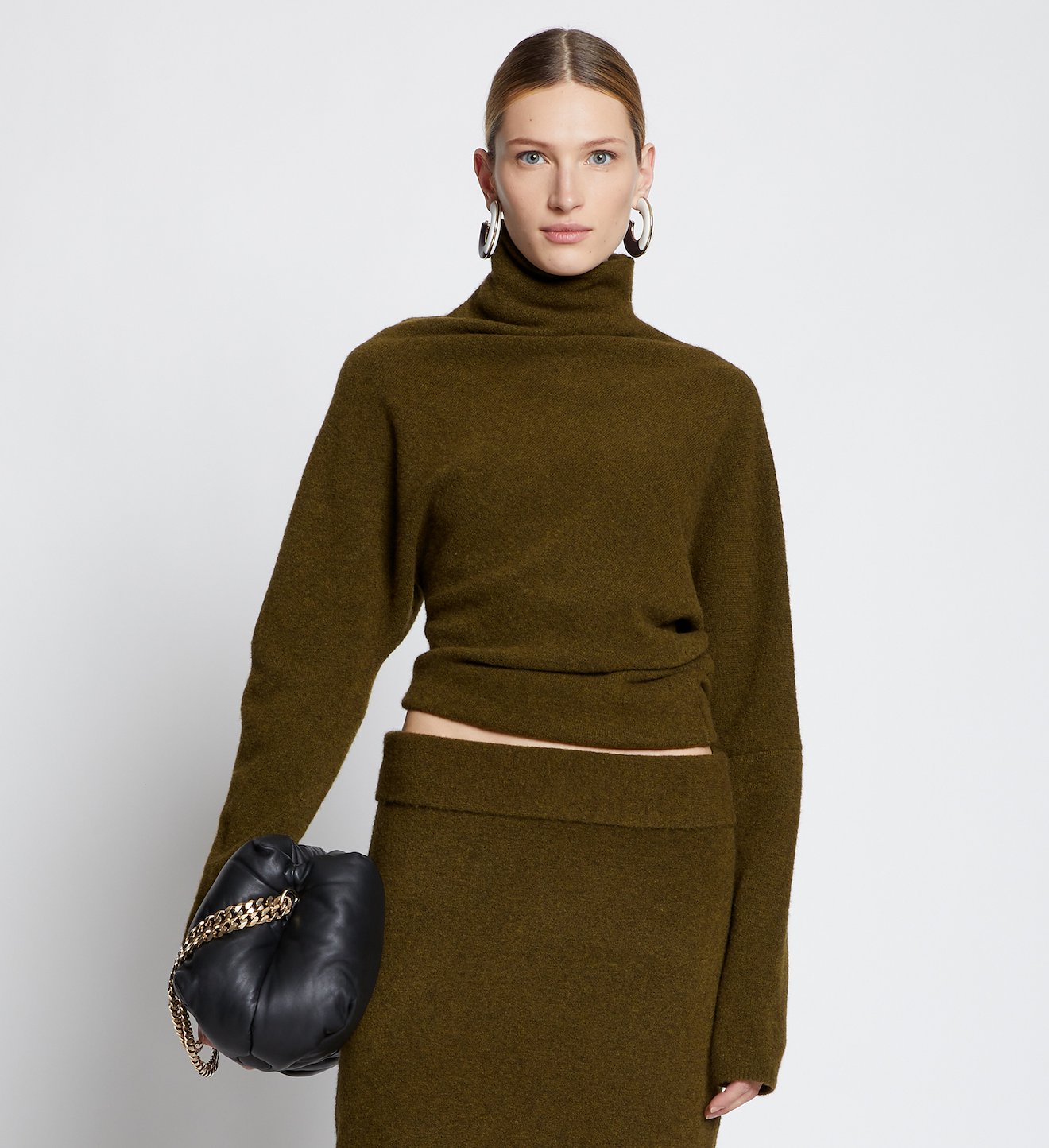 Wool Blend Twisted Turtleneck