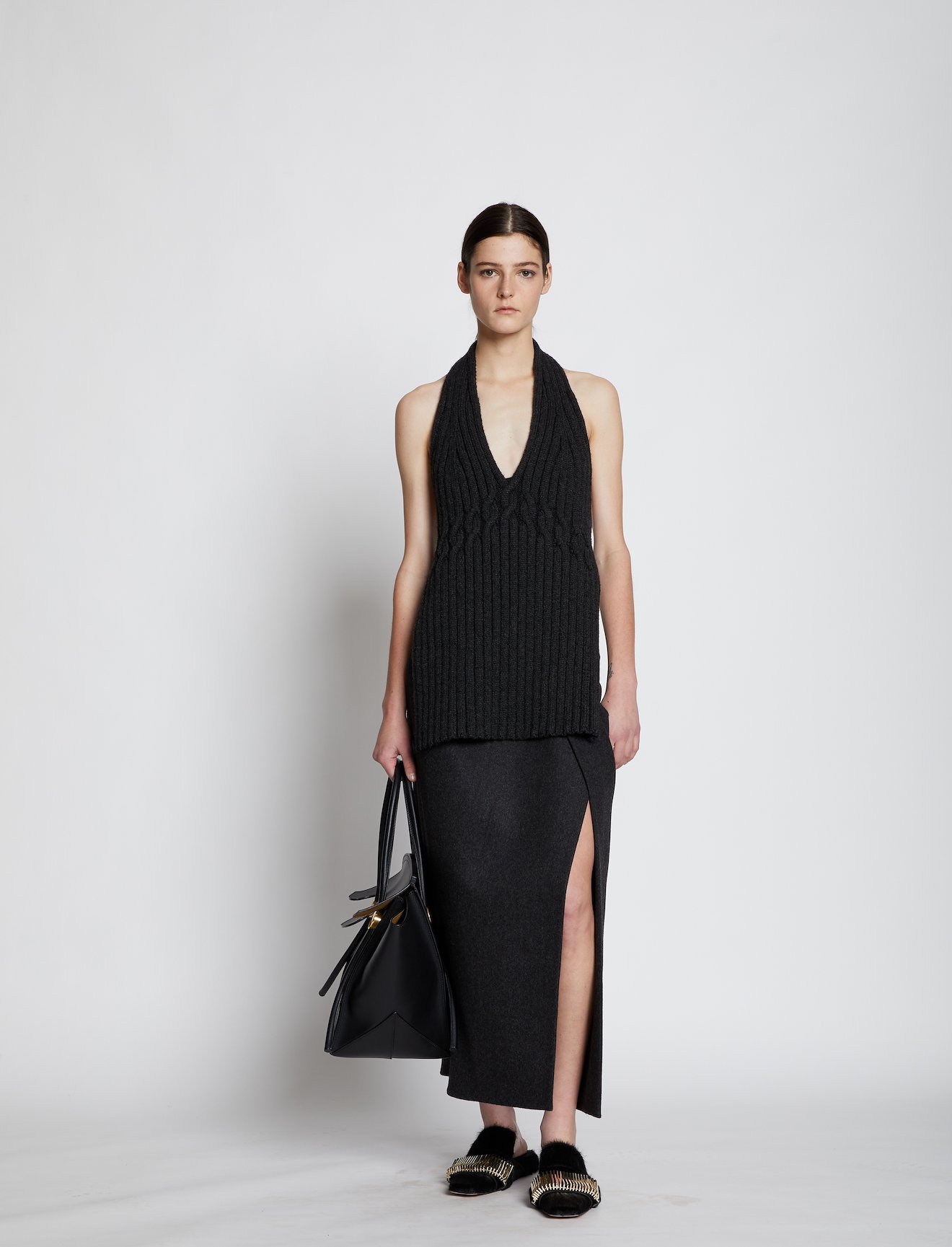 Wool Cable Knit Halter Top #4