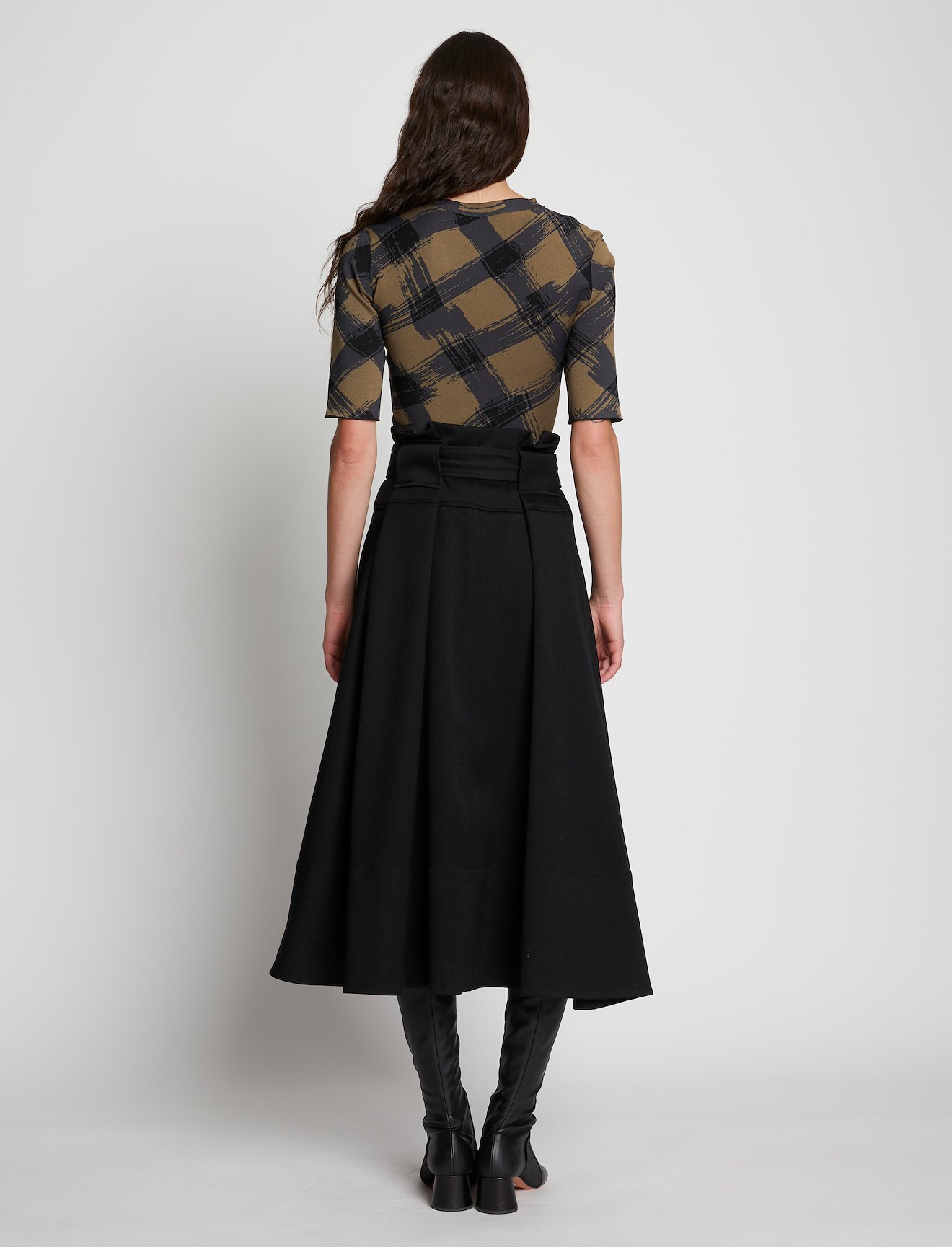 Wool Twill Belted Midi Skirt #2