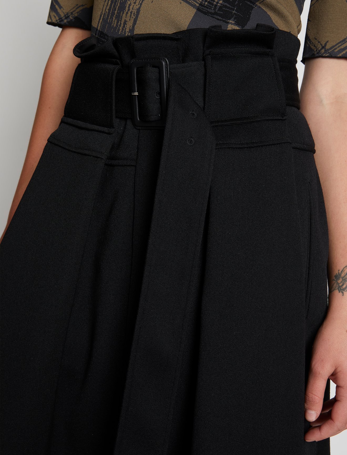 Wool Twill Belted Midi Skirt #3
