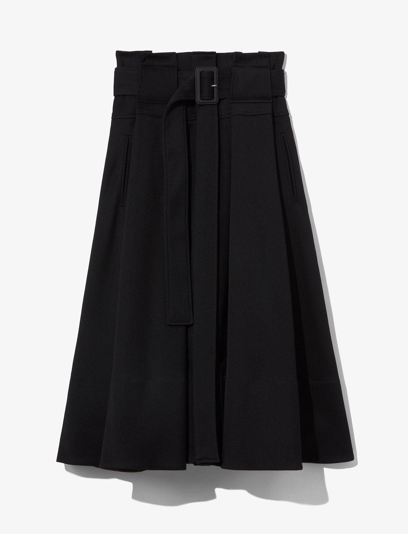 Wool Twill Belted Midi Skirt #4