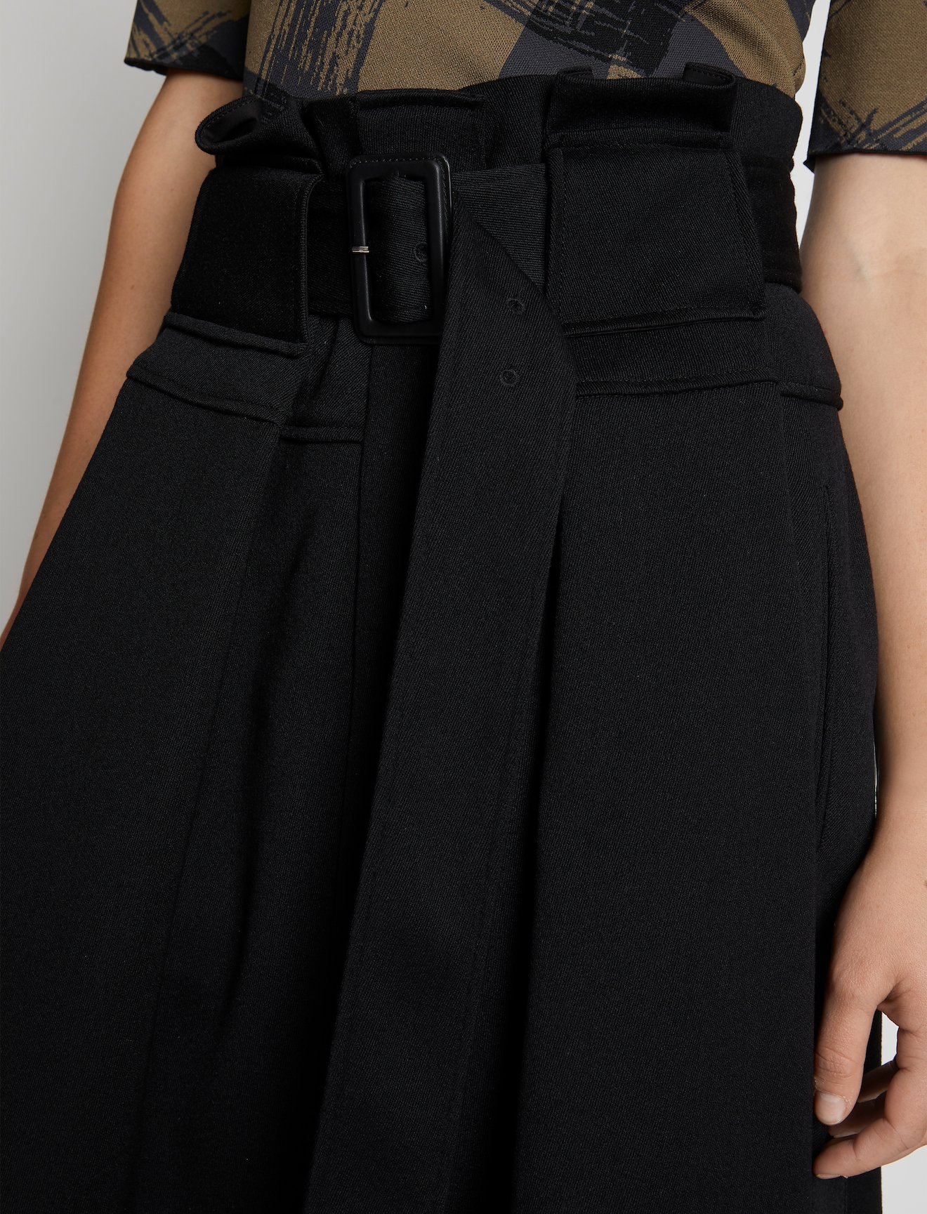Wool Twill Belted Midi Skirt #3