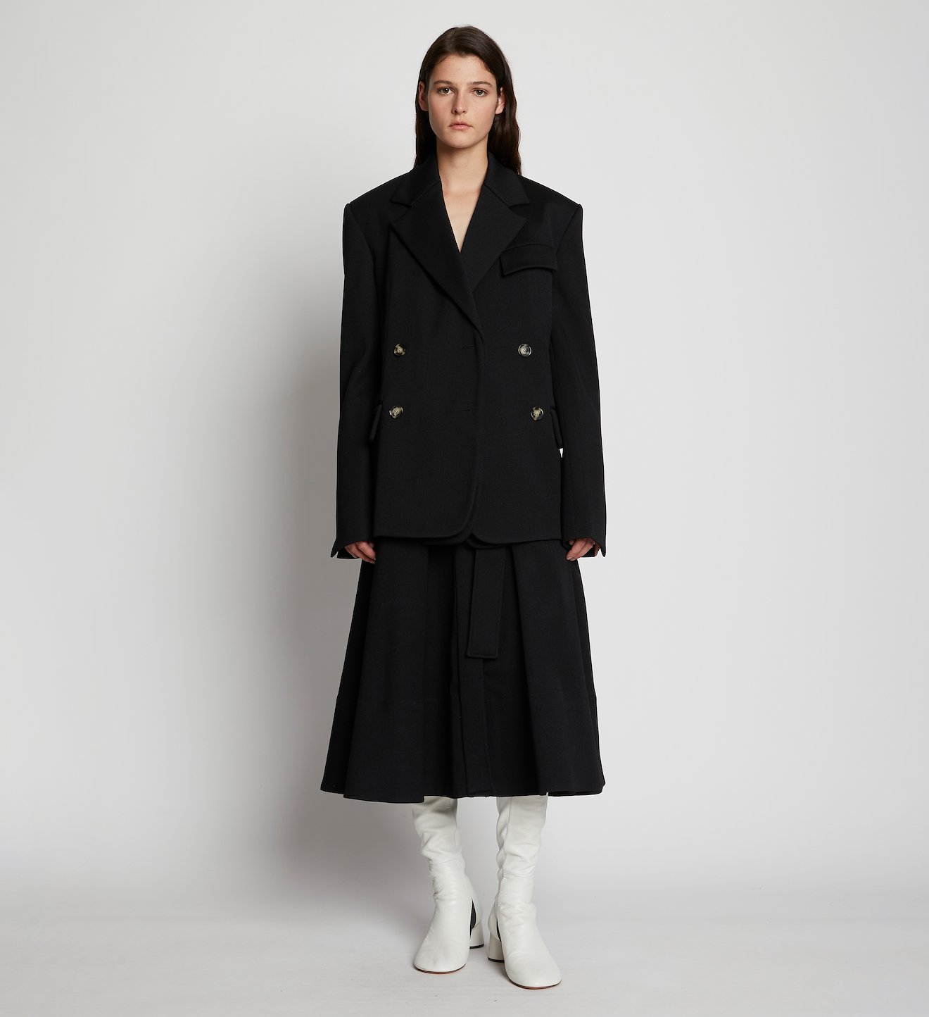 Wool Twill Double Breasted Blazer