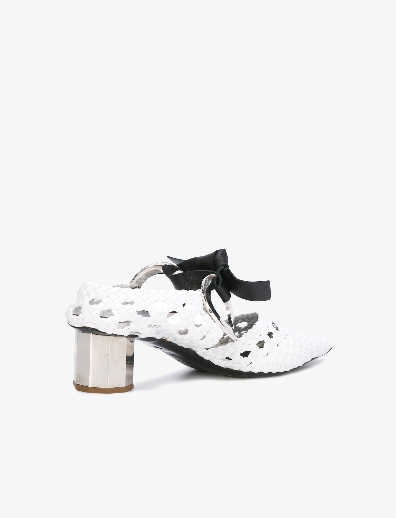 woven mules block heel