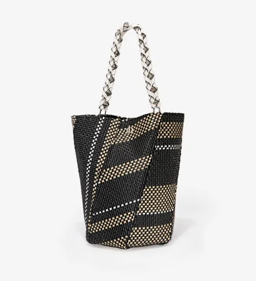 Woven Medium Hex Bucket Bag
