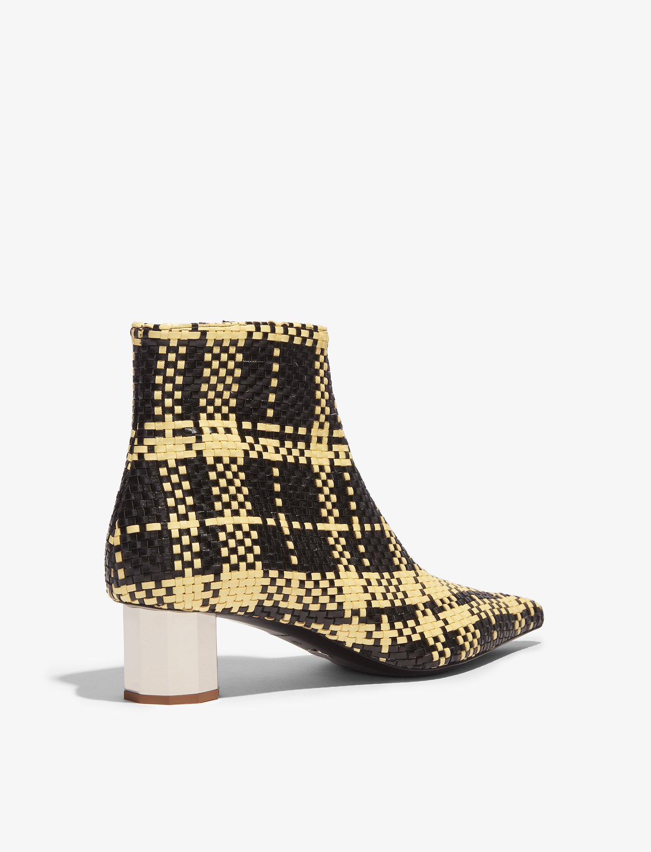 Woven Plaid Facet Heel Ankle Boots #2