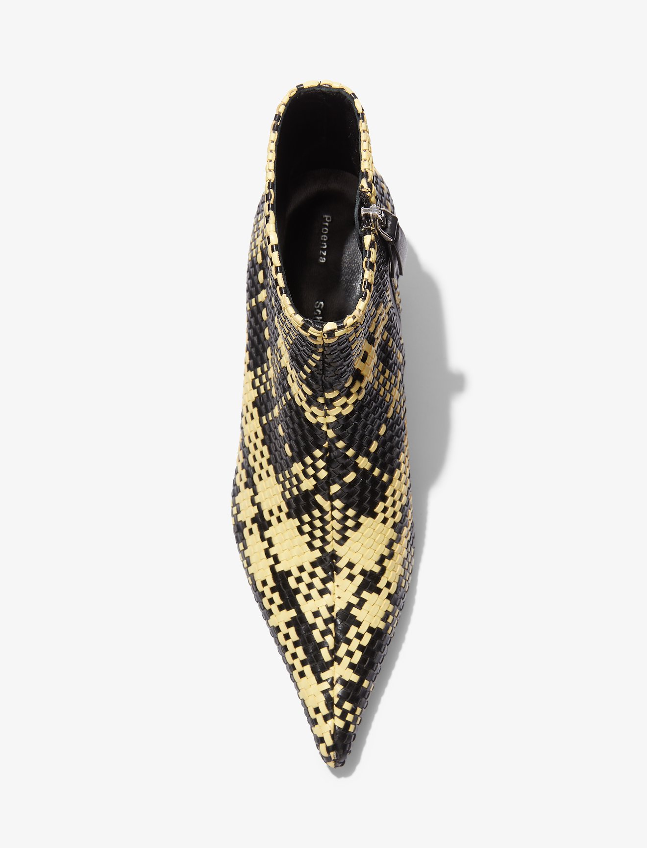 Woven Plaid Facet Heel Ankle Boots #3