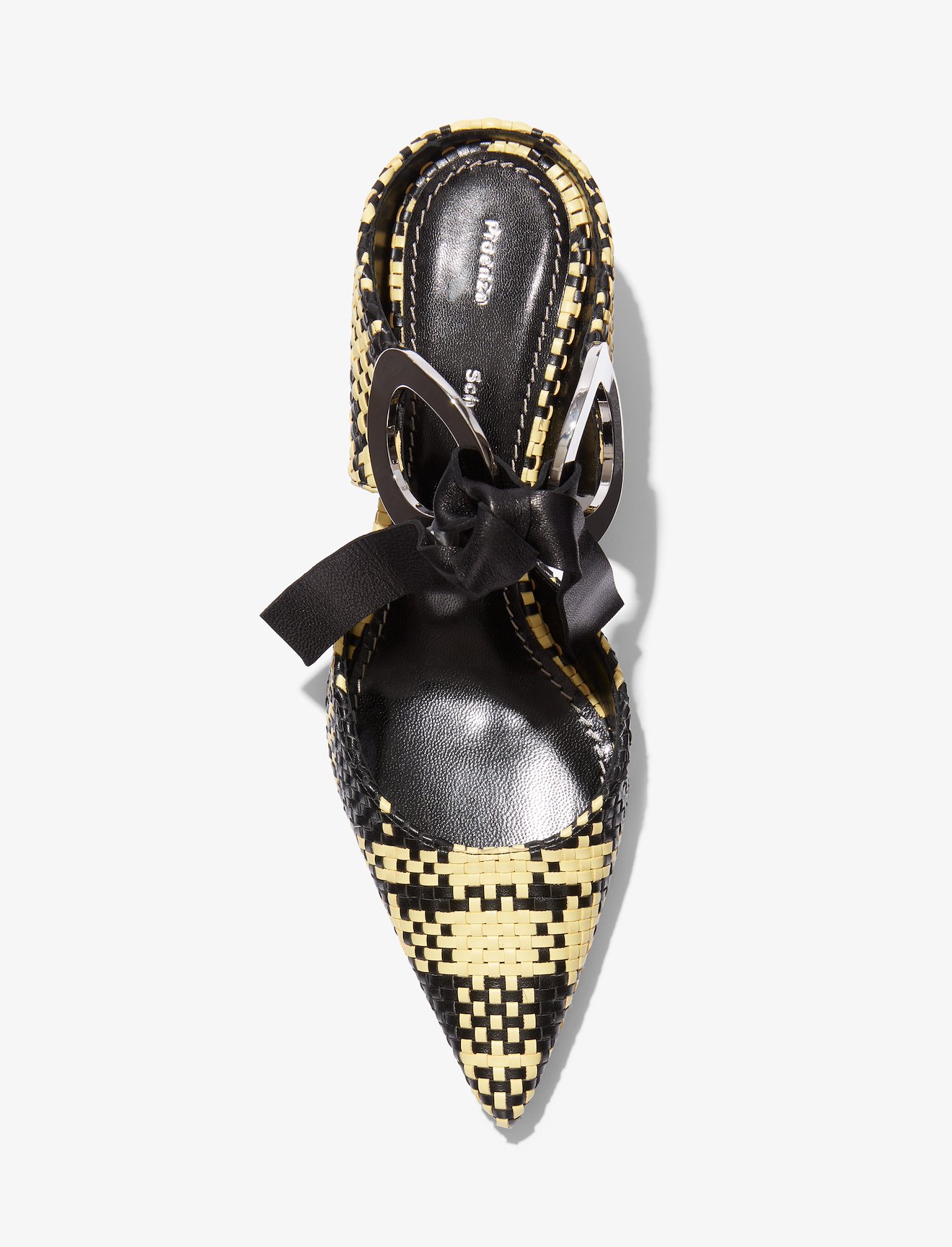 Woven Plaid Grommet Block Heel Mules #3