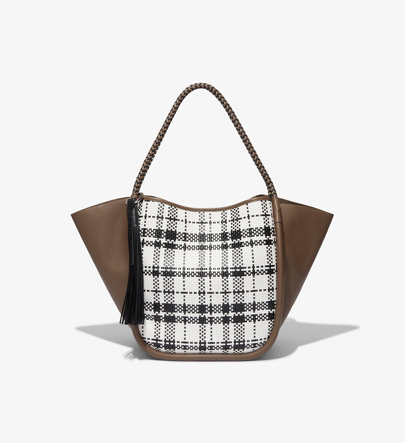 Woven Plaid L Tote
