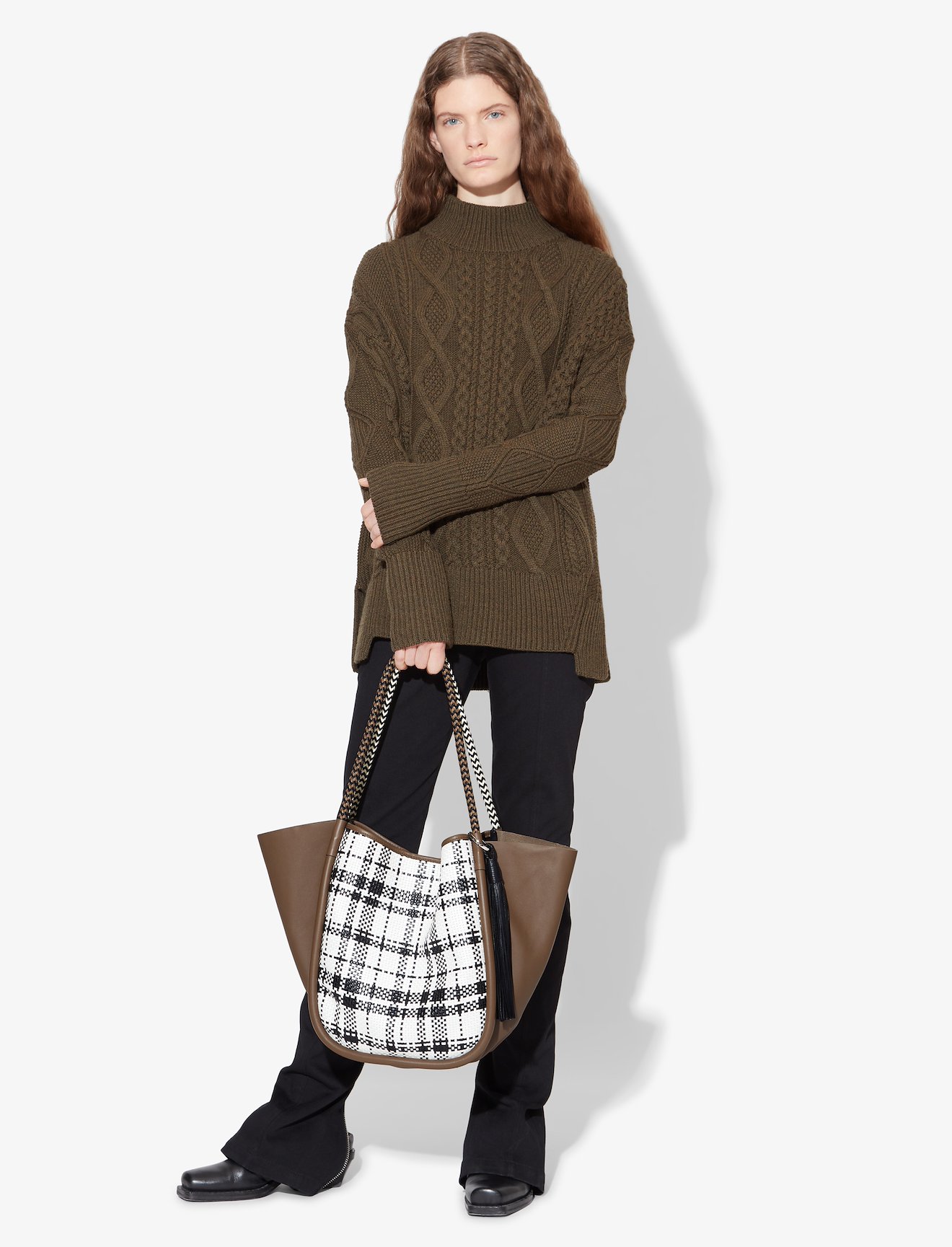 Woven Plaid L Tote #2