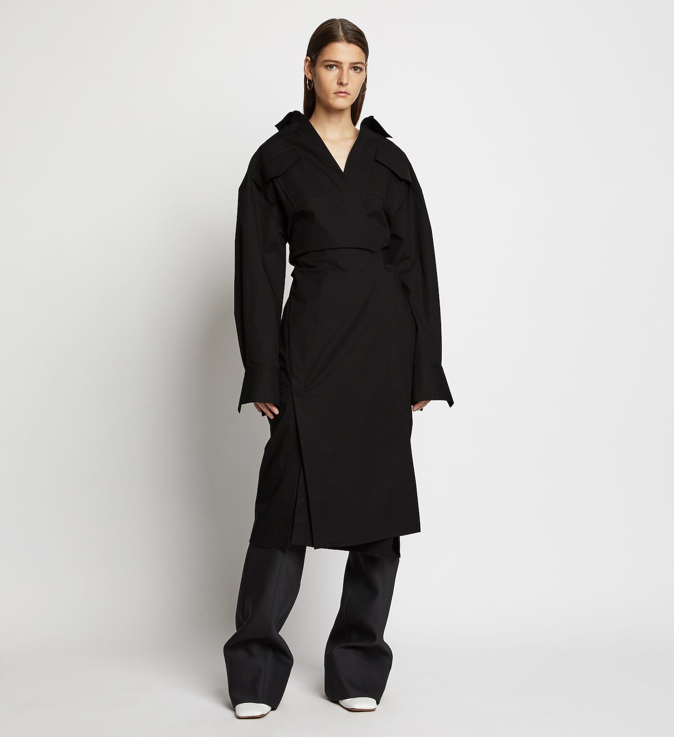 Wrapped Poplin Shirt Dress