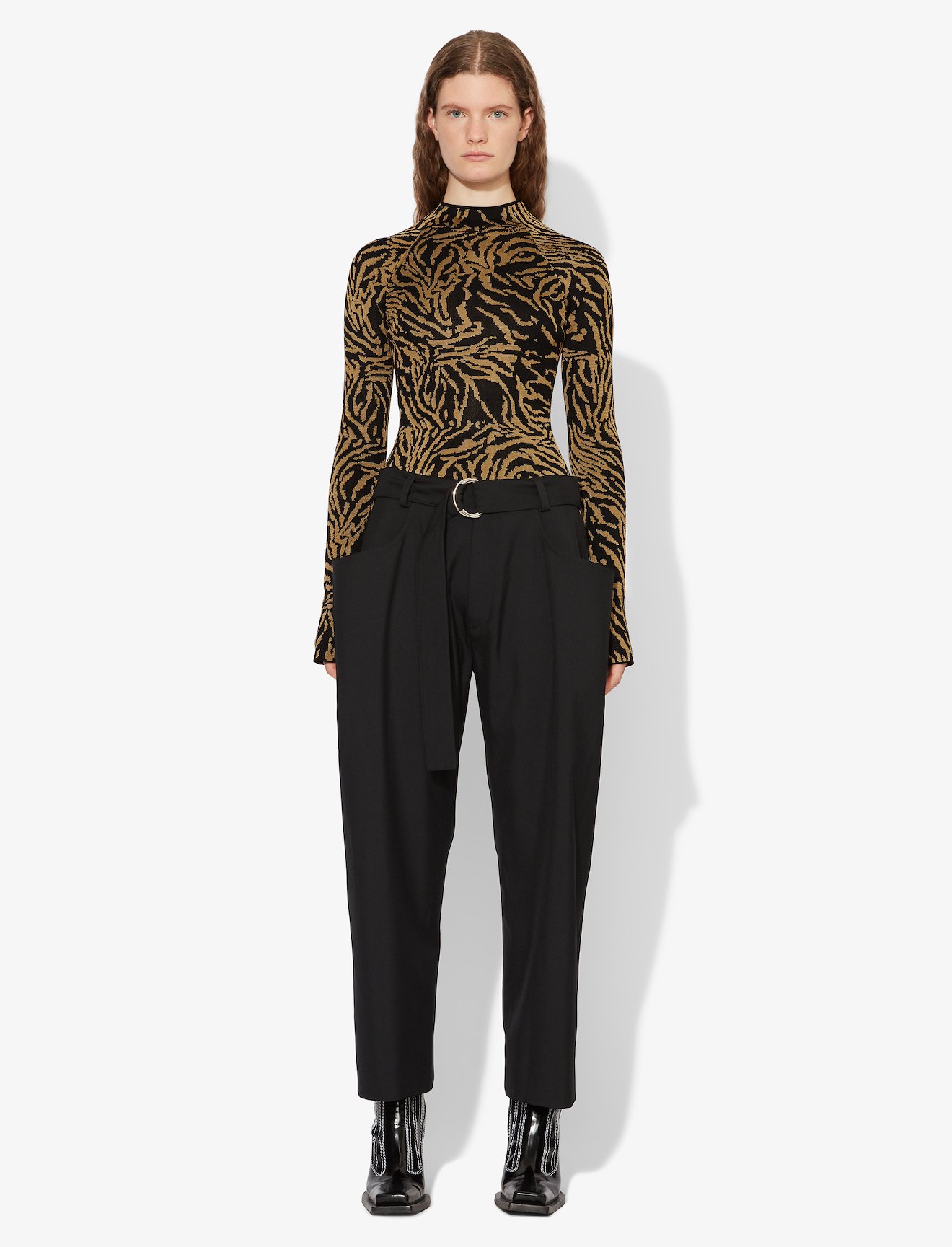 Zebra Jacquard Mockneck Top #1