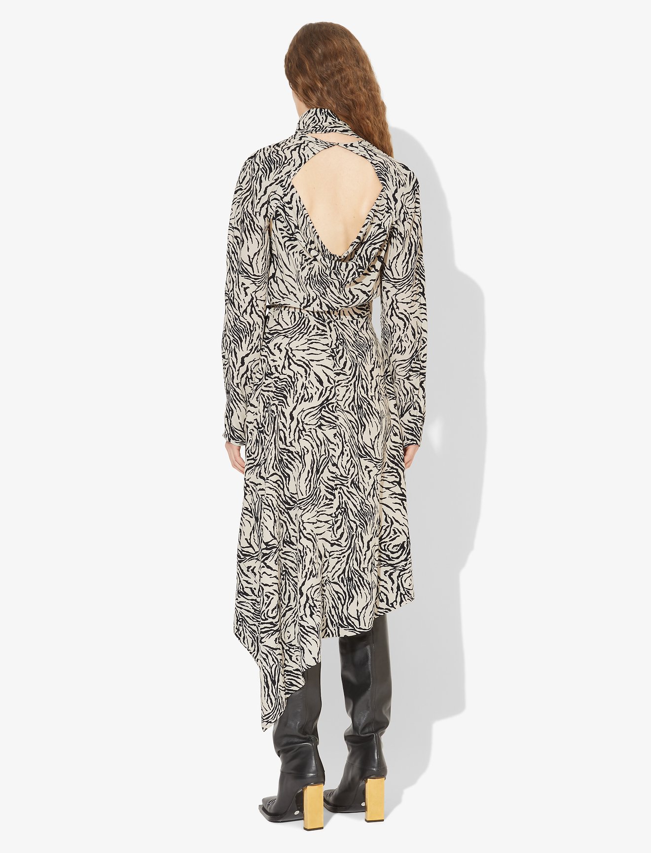 Zebra Print Long Sleeve Scarf Dress #2