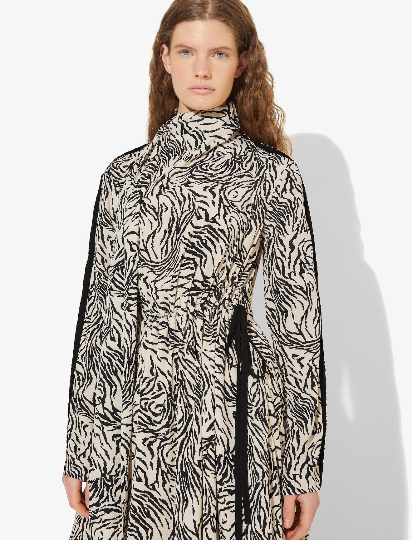 Zebra Print Long Sleeve Scarf Dress #3