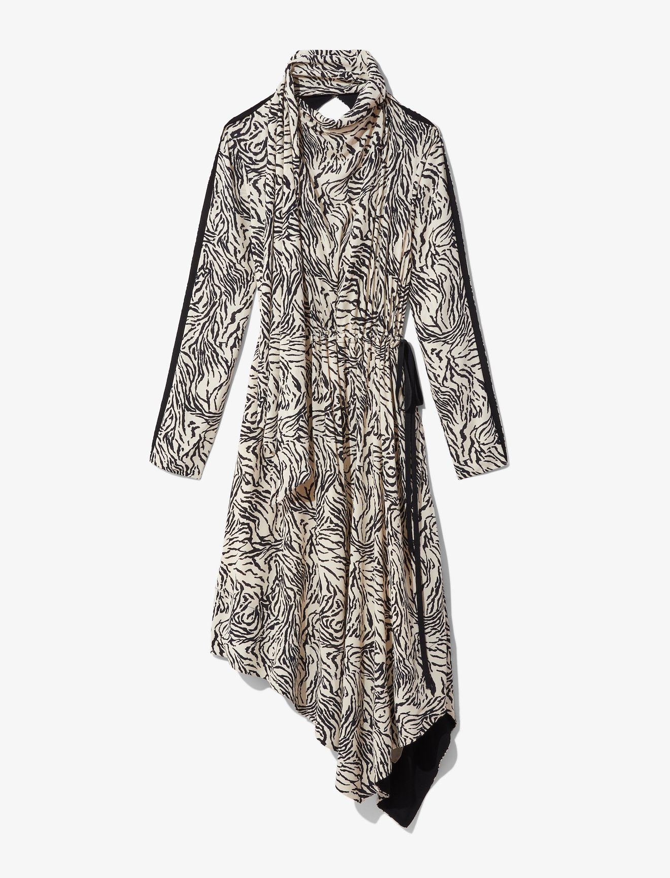 Zebra Print Long Sleeve Scarf Dress #4