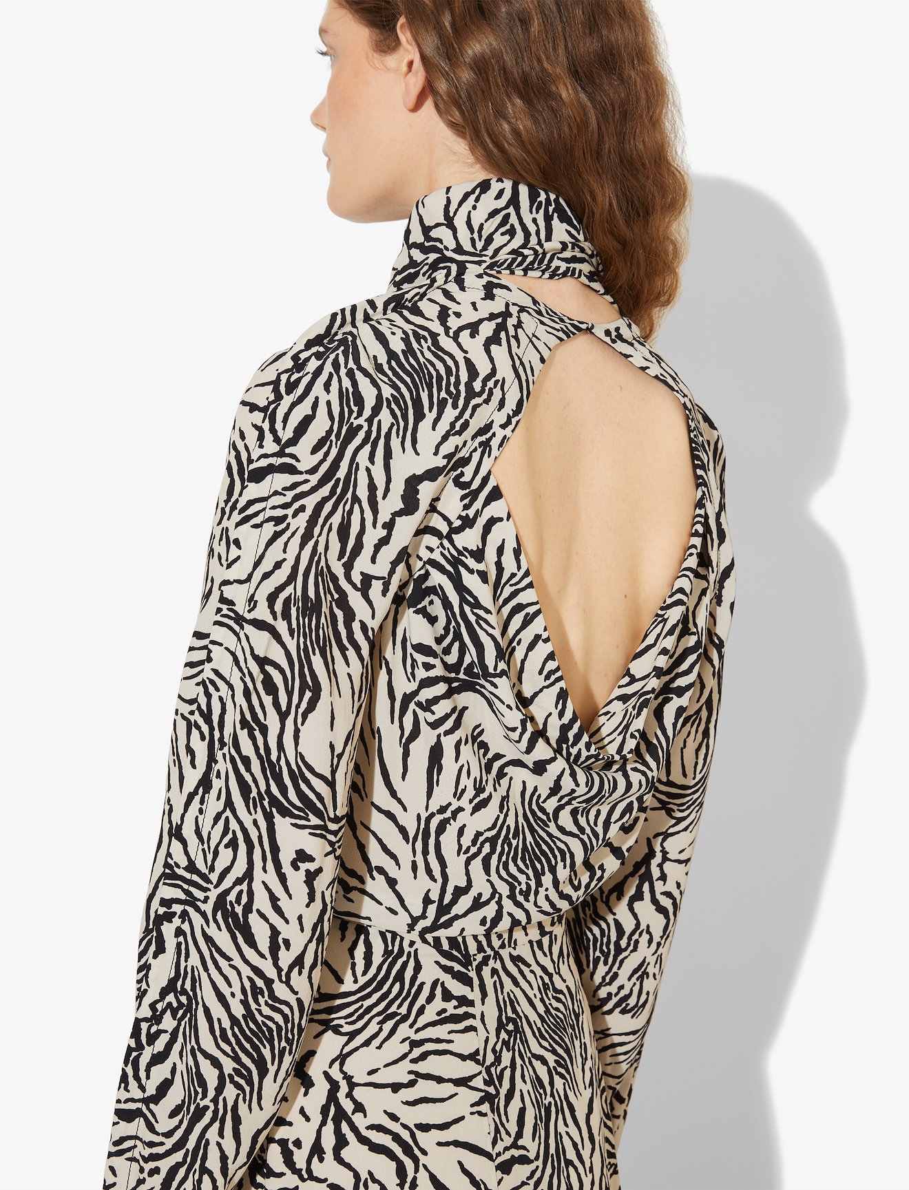 Zebra Print Long Sleeve Scarf Dress #7