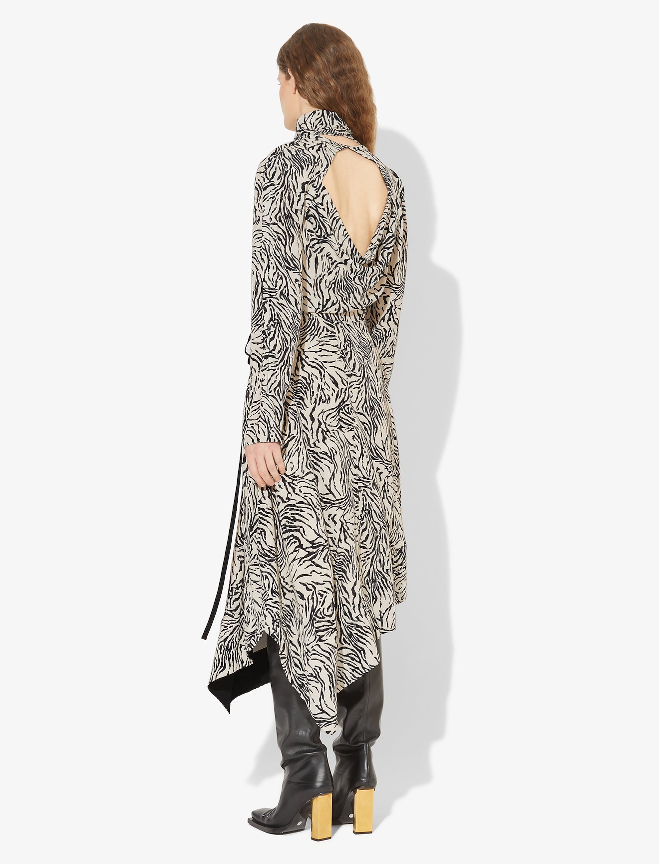 Zebra Print Long Sleeve Scarf Dress #6