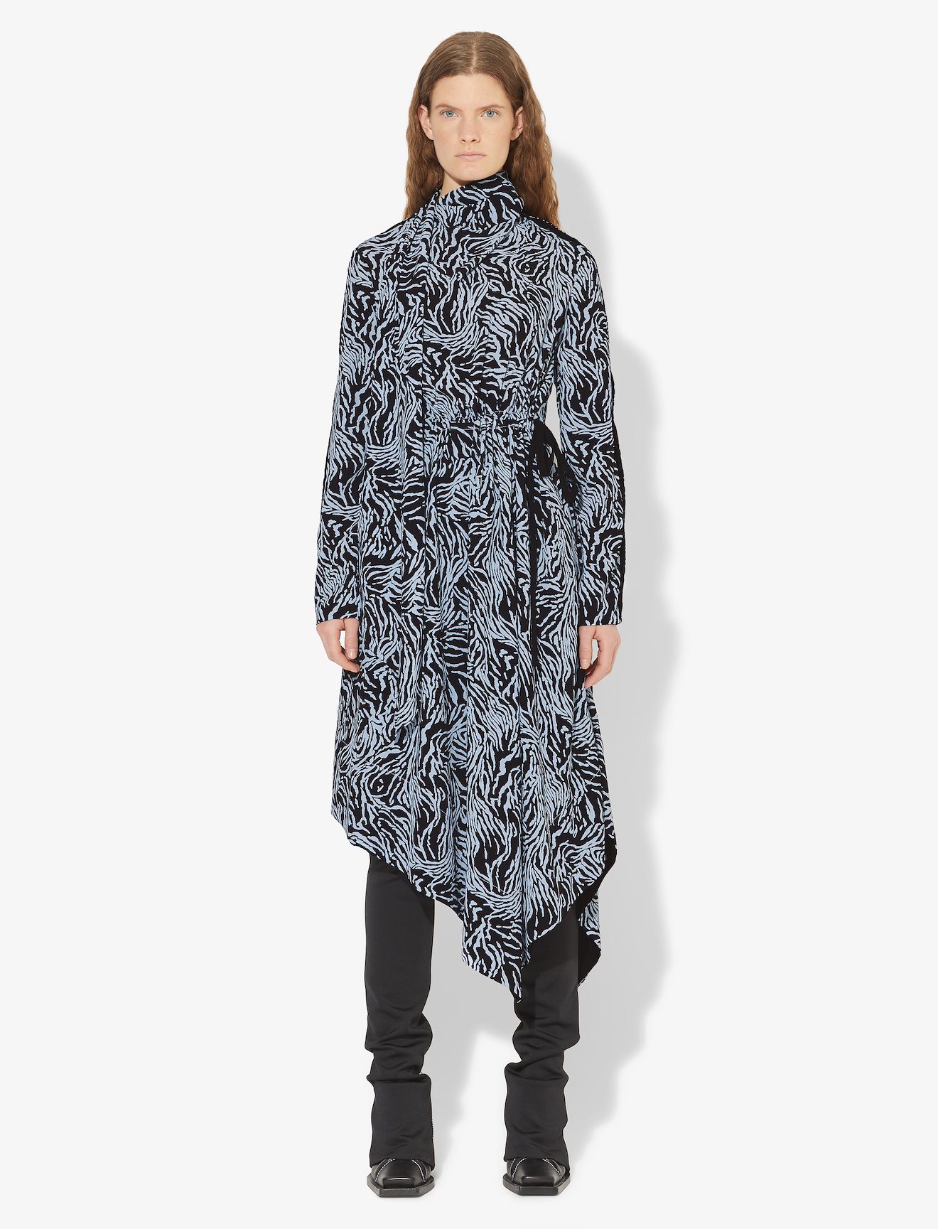 Zebra Print Long Sleeve Scarf Dress #1