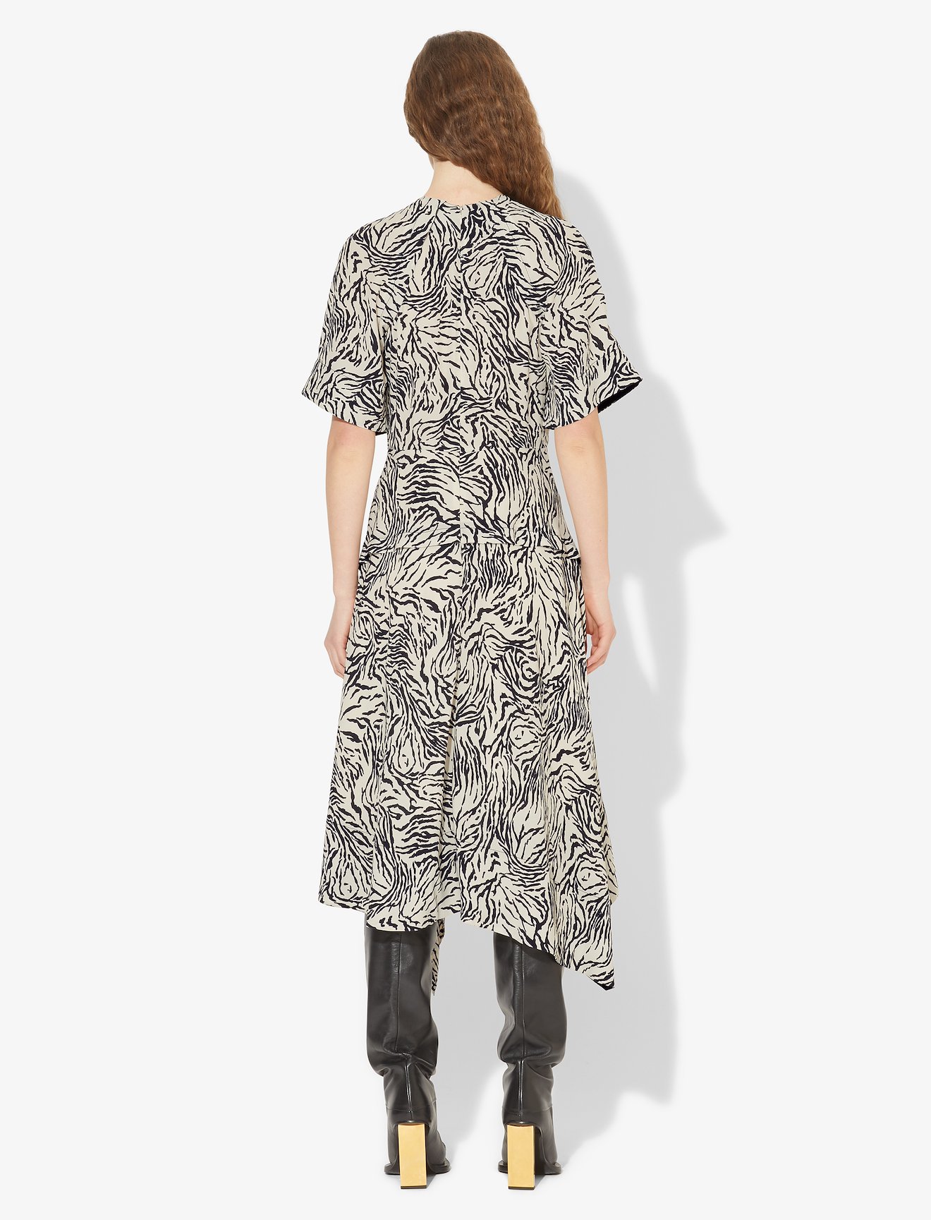 Zebra Print Short Sleeve Draped Dress #2
