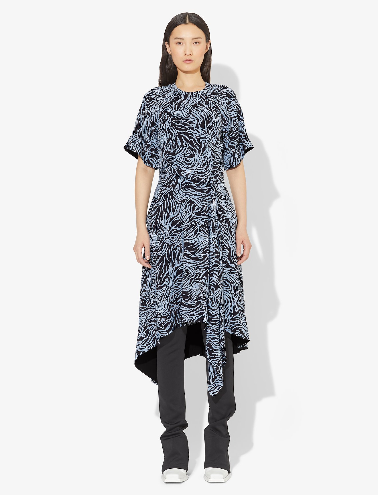 Zebra Print Short Sleeve Draped Dress #1
