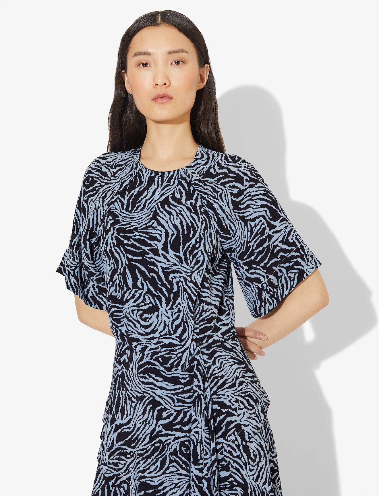 Zebra Print Short Sleeve Draped Dress #3