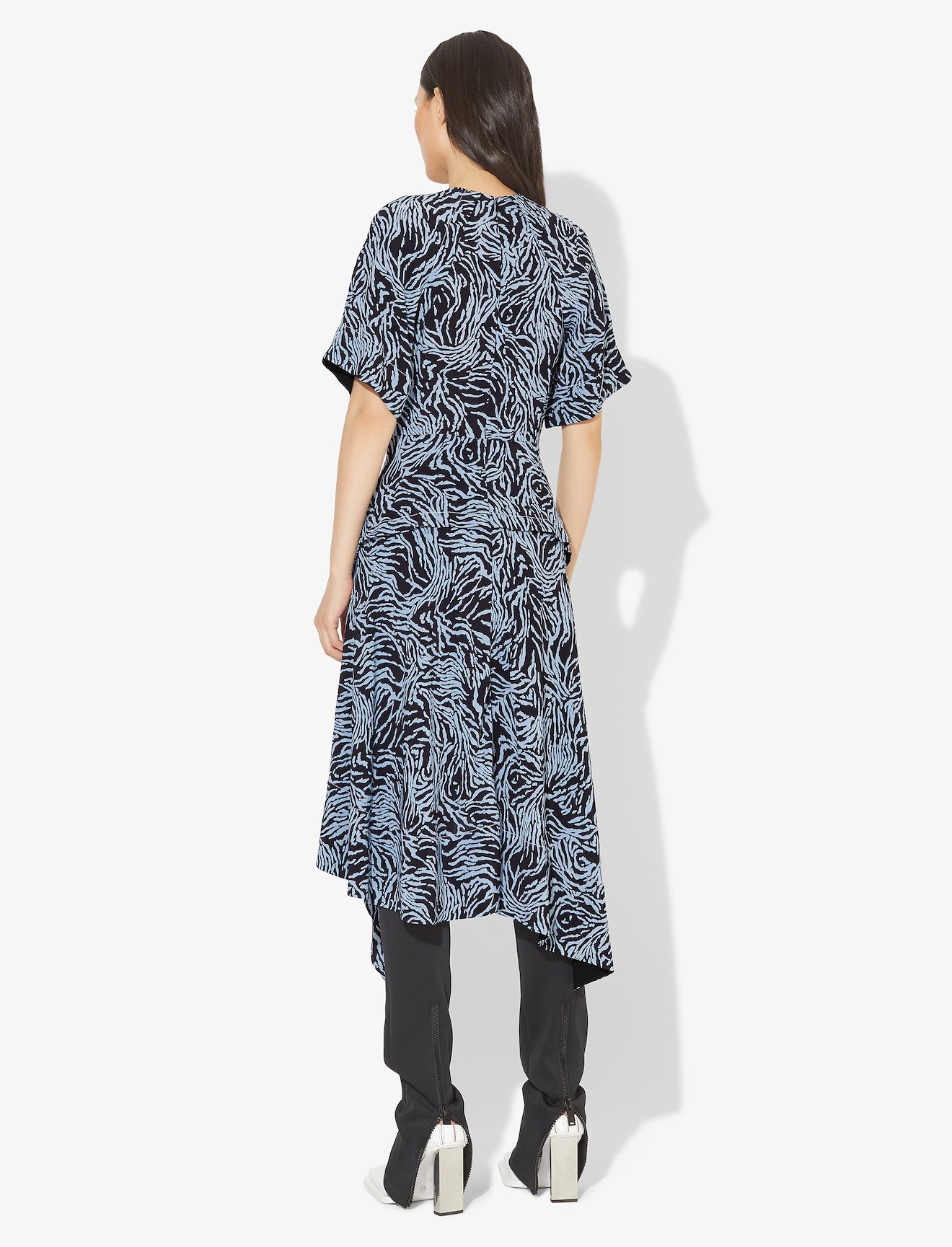 Zebra Print Short Sleeve Draped Dress #2