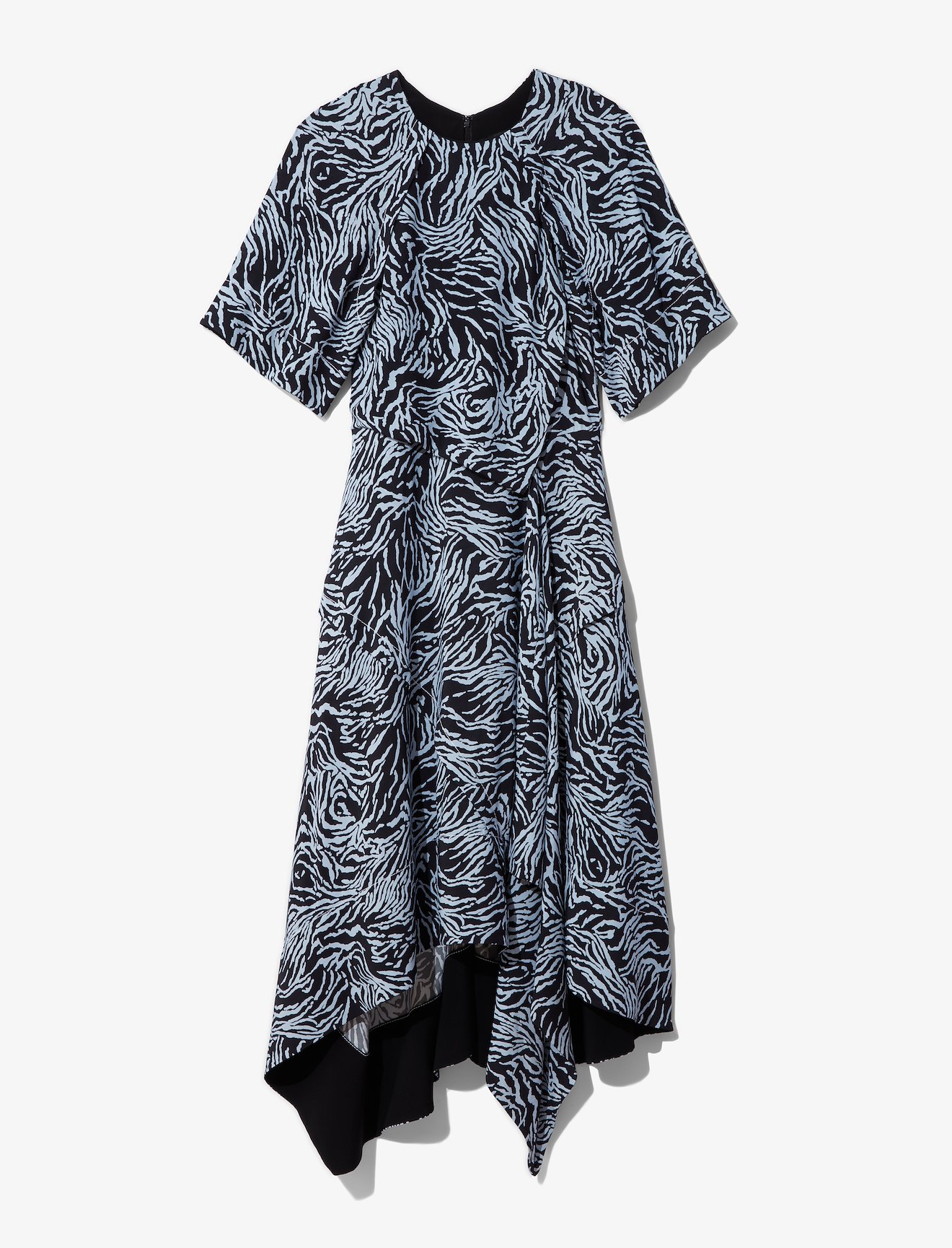 Zebra Print Short Sleeve Draped Dress #4