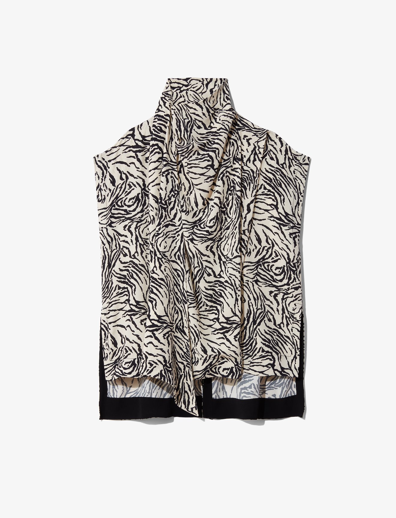 Zebra Print Short Sleeve Scarf Top #4